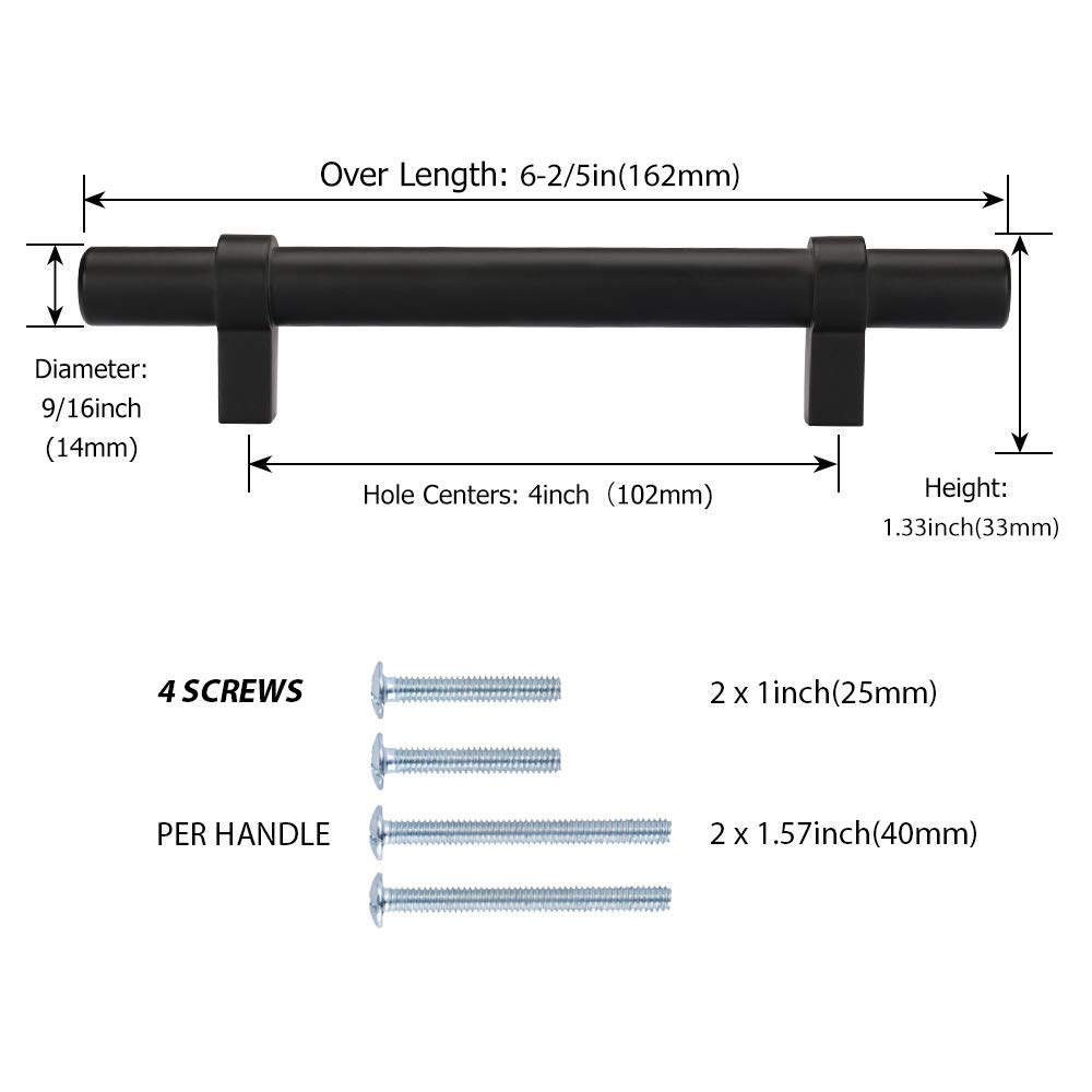 Peaha 10 Pack Black Cabinet Pulls 4 Inch Hole Center - Modern Kitchen Cabinet Handles & Drawer Pulls for Cupboard, Dresser, Bathroom Vanity - Durable Hardware for Home Renovation & Furniture Upgrade
