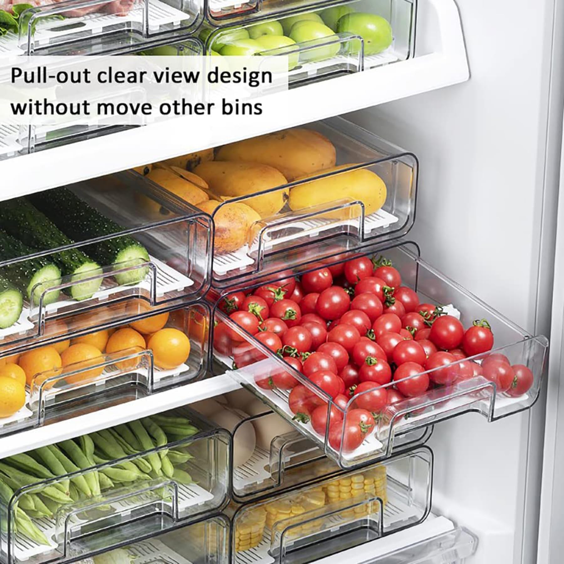 MosQuick® 2-Pack Stackable Refrigerator Drawers - 4.5L Fridge Storage Containers for Vegetables, Fruits & Meal Prep | Space-Saving Kitchen Organizer for Refrigerator Organization | Perfect for Fresh Produce Storage & Leftovers
