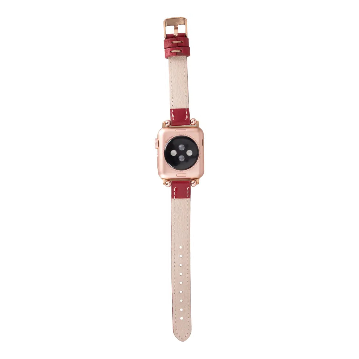 Premium Burnished Red Leather Ultra Slim Apple Watch Band – Stylish & Durable Replacement Strap for Workouts, Office & Everyday Wear