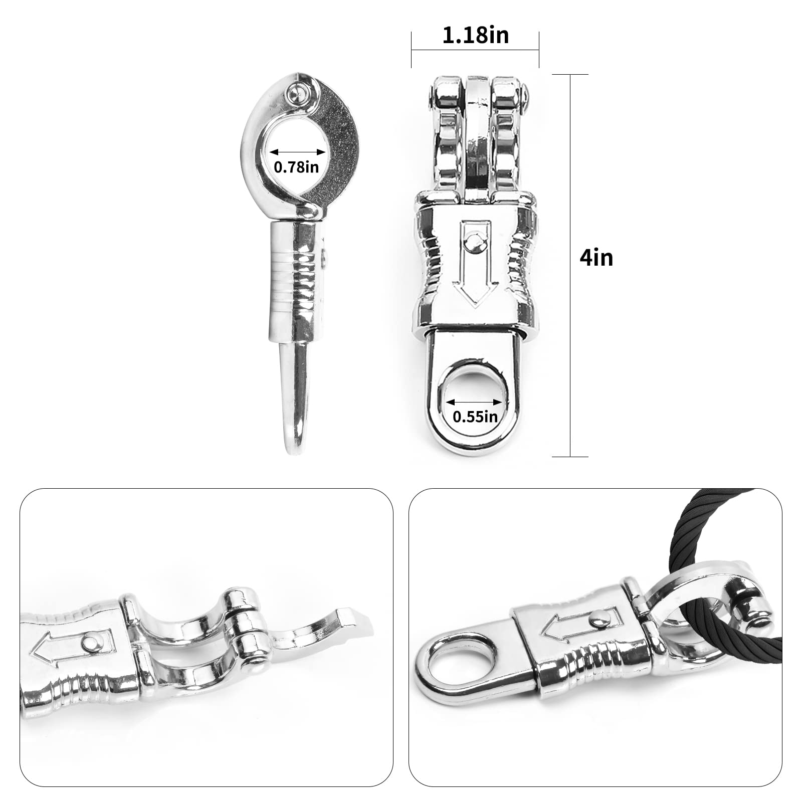 10-Pack Nickel Plated Quick Release Panic Snaps for Paracord & Get Back Whips - Heavy Duty Fixed-Eye Emergency Safety Clips for Outdoor Survival, Camping, Hiking and EDC Gear