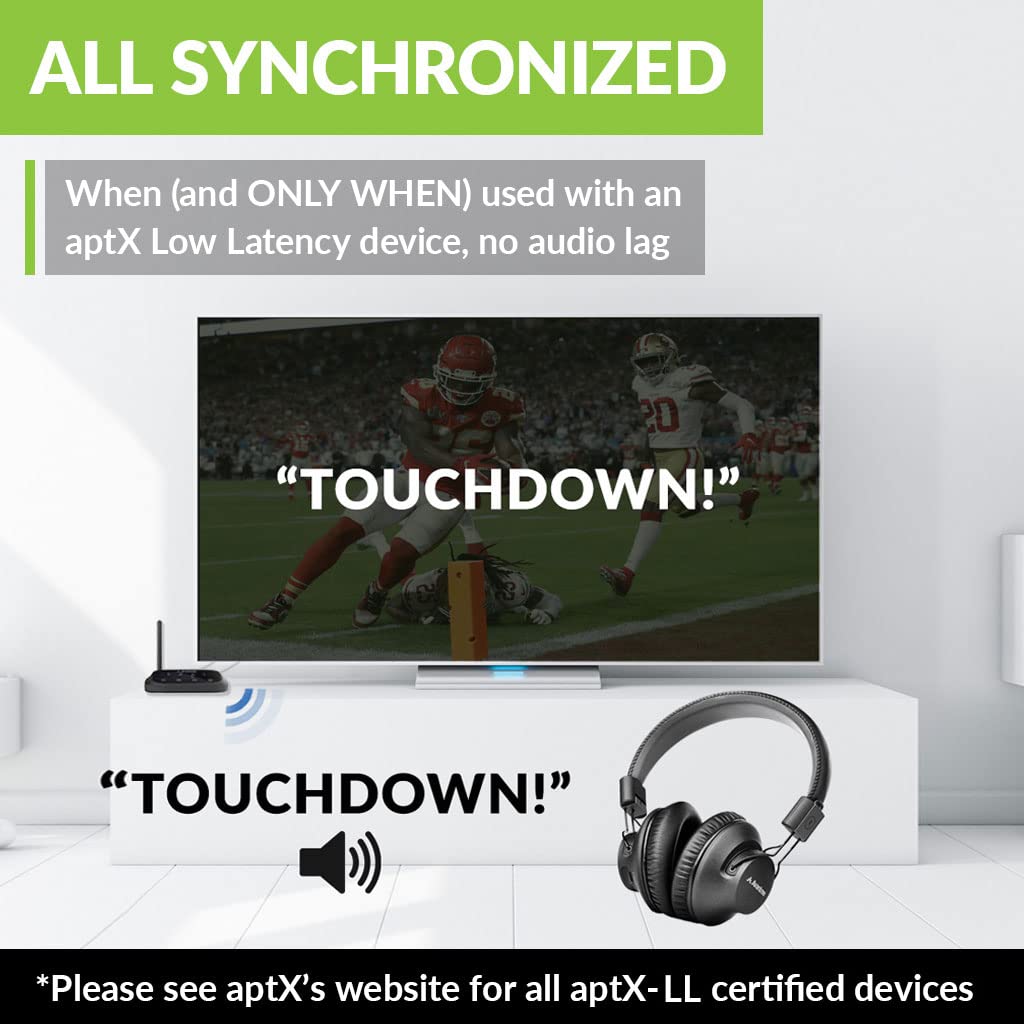 Avantree Oasis Plus & Aria Me: aptX Low Latency & HD Bluetooth Transmitter for TV - Wireless Headphones with Personalized Sound App, Active Noise Cancelling, Charging Stand - Perfect for Home Theater, Gaming & Music Streaming