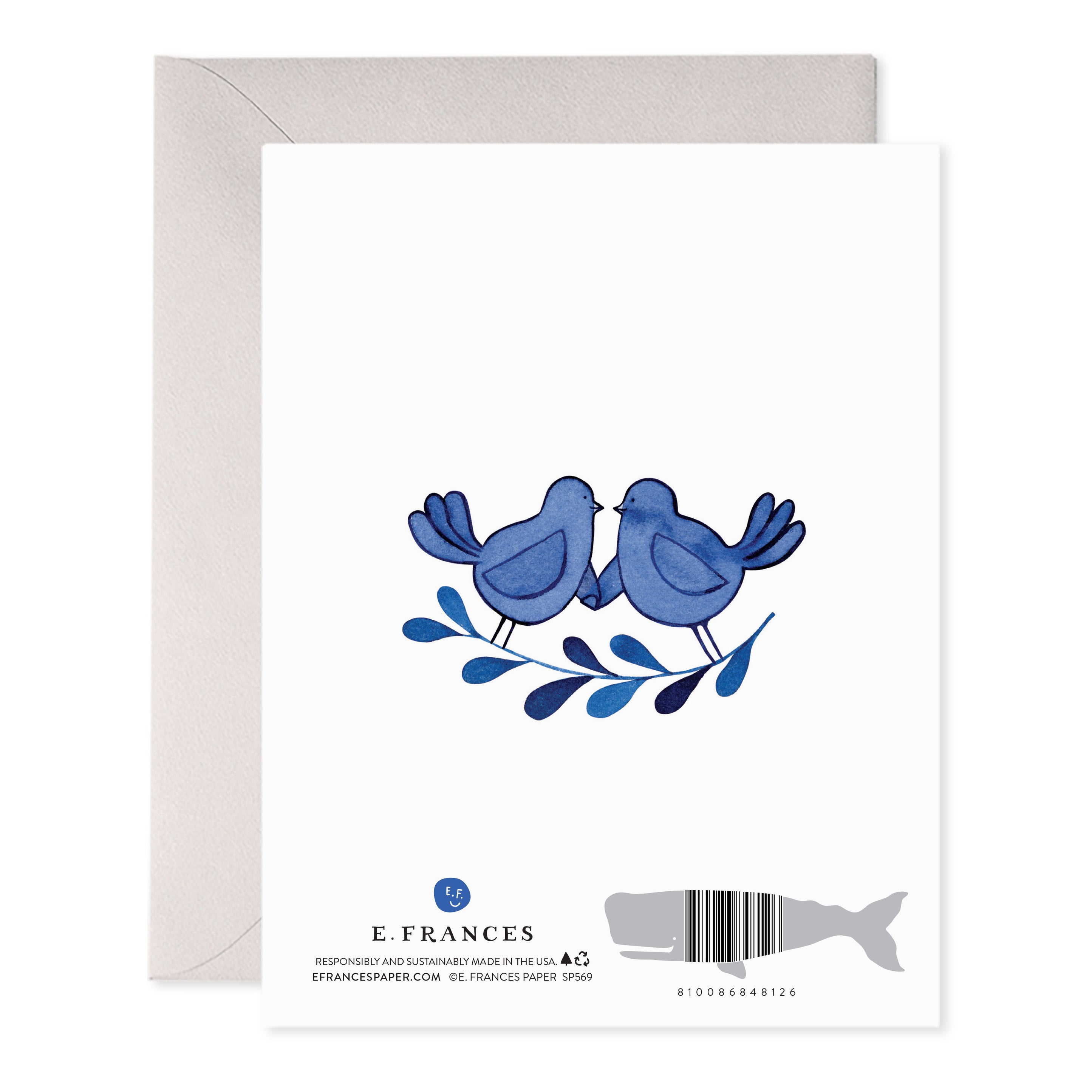 Beautiful Blue Birds Anniversary Card - Elegant Greeting Card for Couples, Wife or Husband - Perfect for Anniversaries, Weddings & Romantic Occasions
