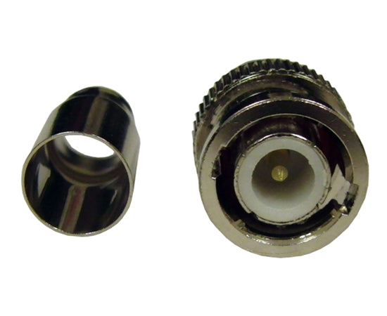 BNC Male Crimp Connector for RG59 Coaxial Cable - 2 Piece Set (Connector & Ferrule) - Perfect for CCTV, Security Systems & Audio/Video Installations