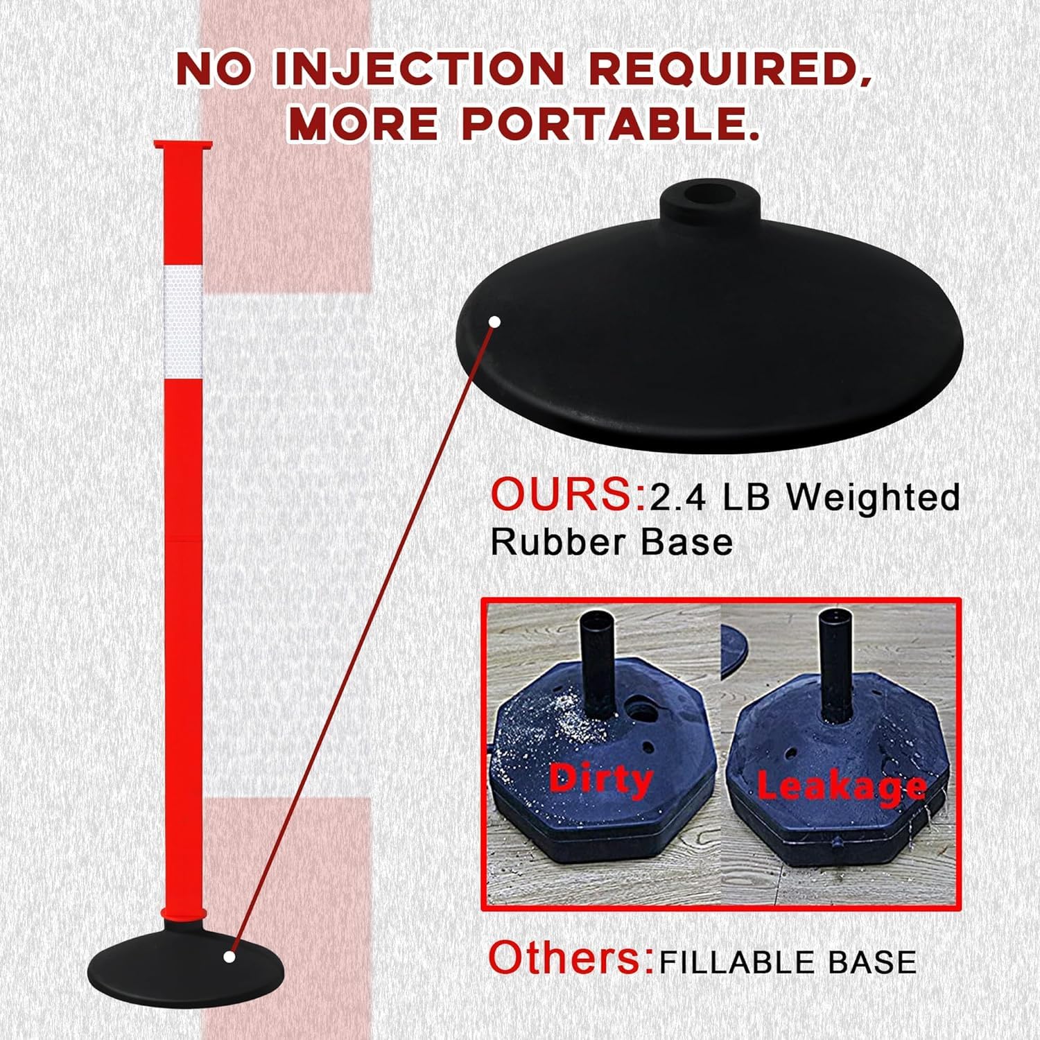 4 Pack Heavy Duty Traffic Delineator Cones with Weighted Base & Reflective Collars - Adjustable Orange Safety Barriers with Plastic Chains for Parking Lots, Driveways & Road Construction - Perfect for Traffic Control, Work Zones & Event Safety