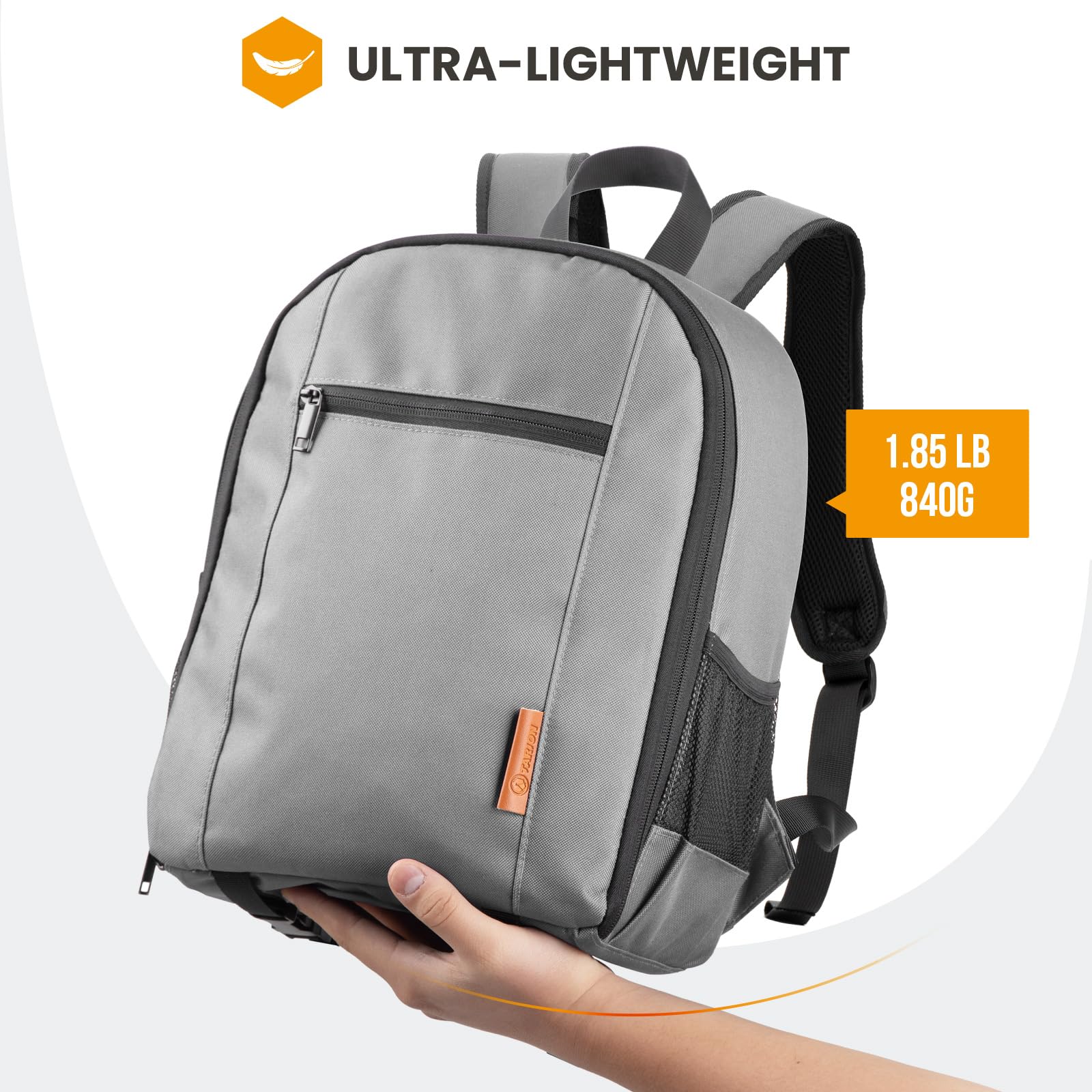 Professional Camera Backpack for Photographers - Waterproof DSLR Camera Bag with Laptop Compartment & Rain Cover, Fits Camera, Lens & Tripod (Grey, TB-S) - Perfect for Travel, Hiking & Outdoor Photography
