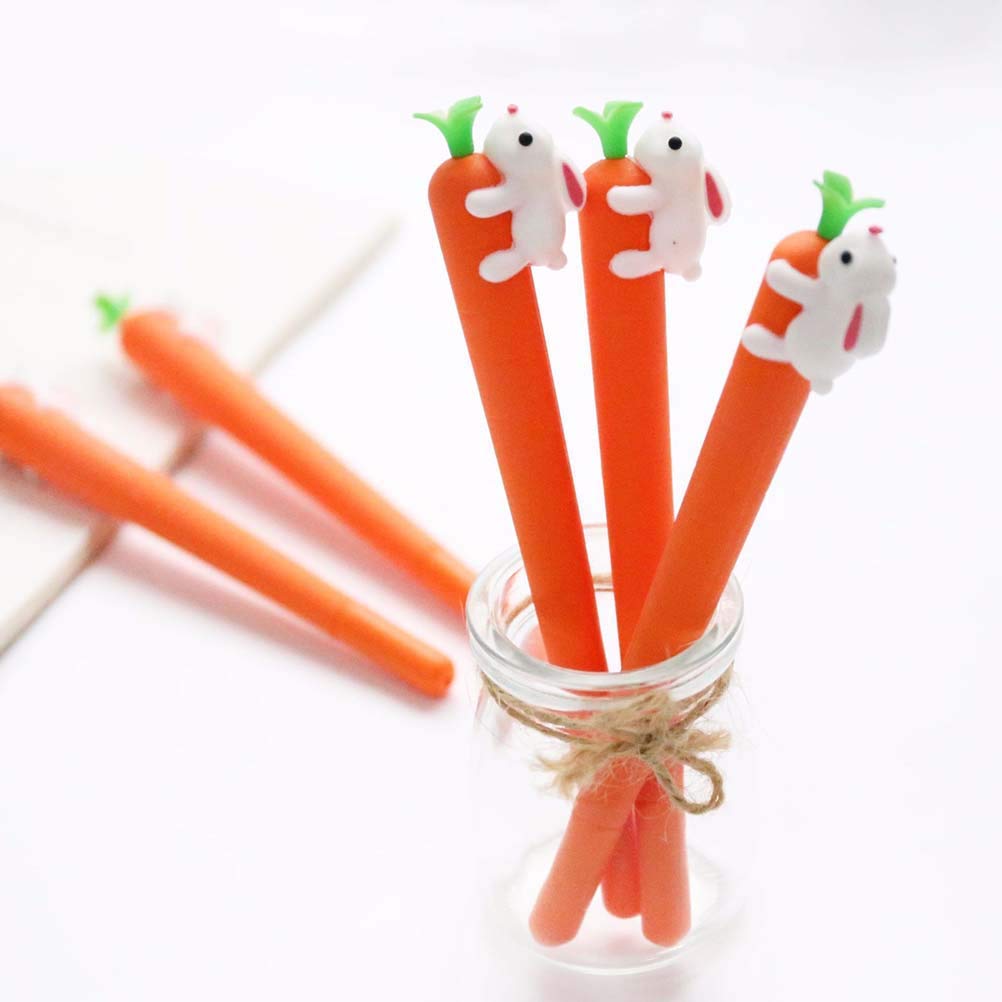 BinaryABC Carrot Bunny Rabbit Gel Ink Pens - 5Pcs Set, Cute Easter Gifts & Party Decorations for Kids, Office, School Supplies, and Spring Festival Celebrations