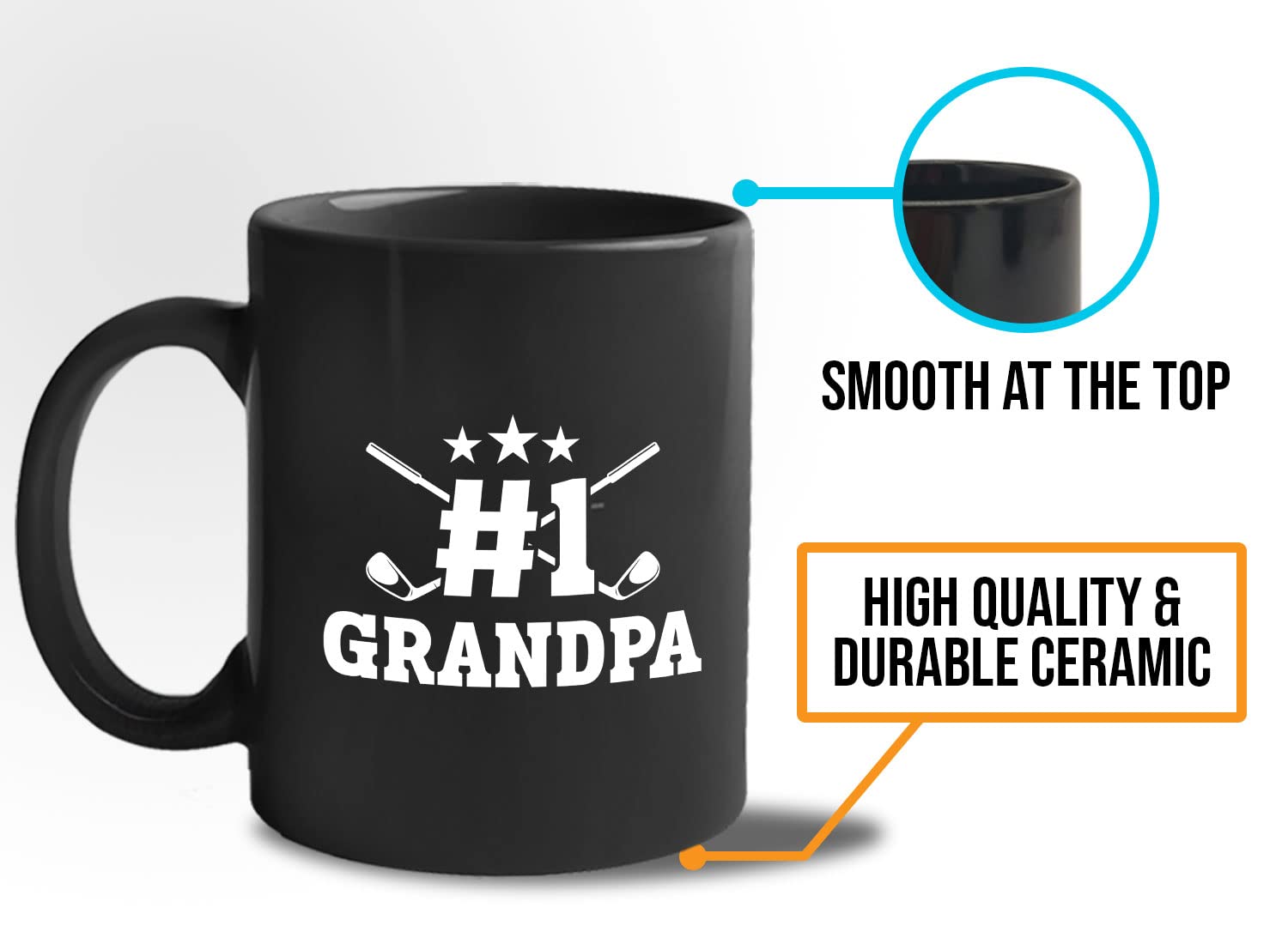 Bubble Hugs 11oz Black Golf Coffee Mug - Perfect Gift for Golf Lovers, Dad, Grandpa & Coaches | Ideal for Golf Courses, Office & Home Use