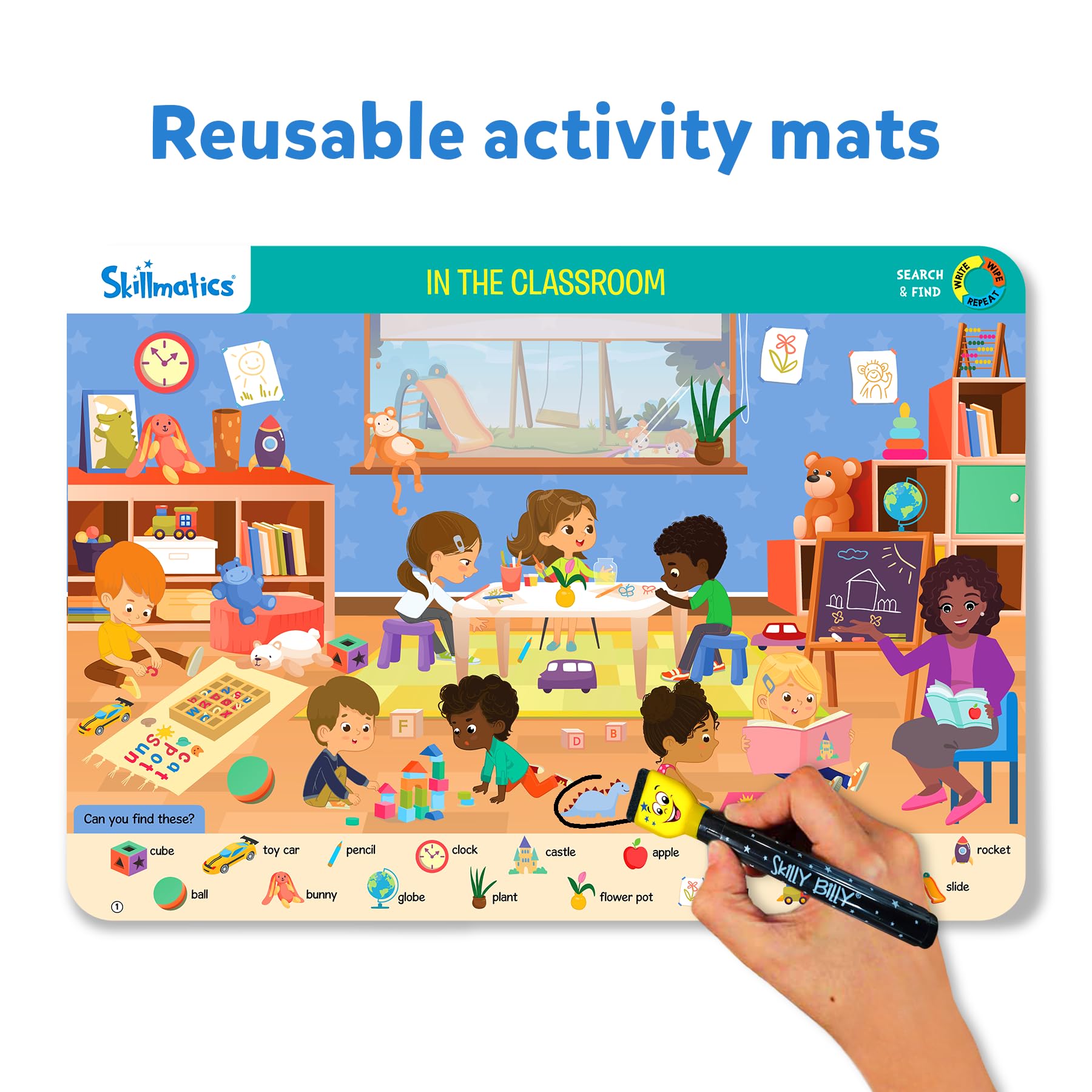 Skillmatics Search & Find Educational Game for Kids Ages 3-6 | Reusable Preschool Learning Activities | Builds Vocabulary & Observation Skills | Perfect for Toddlers, Classroom & Homeschool Use | Great Gift for Boys & Girls Who Love Art & Crafts