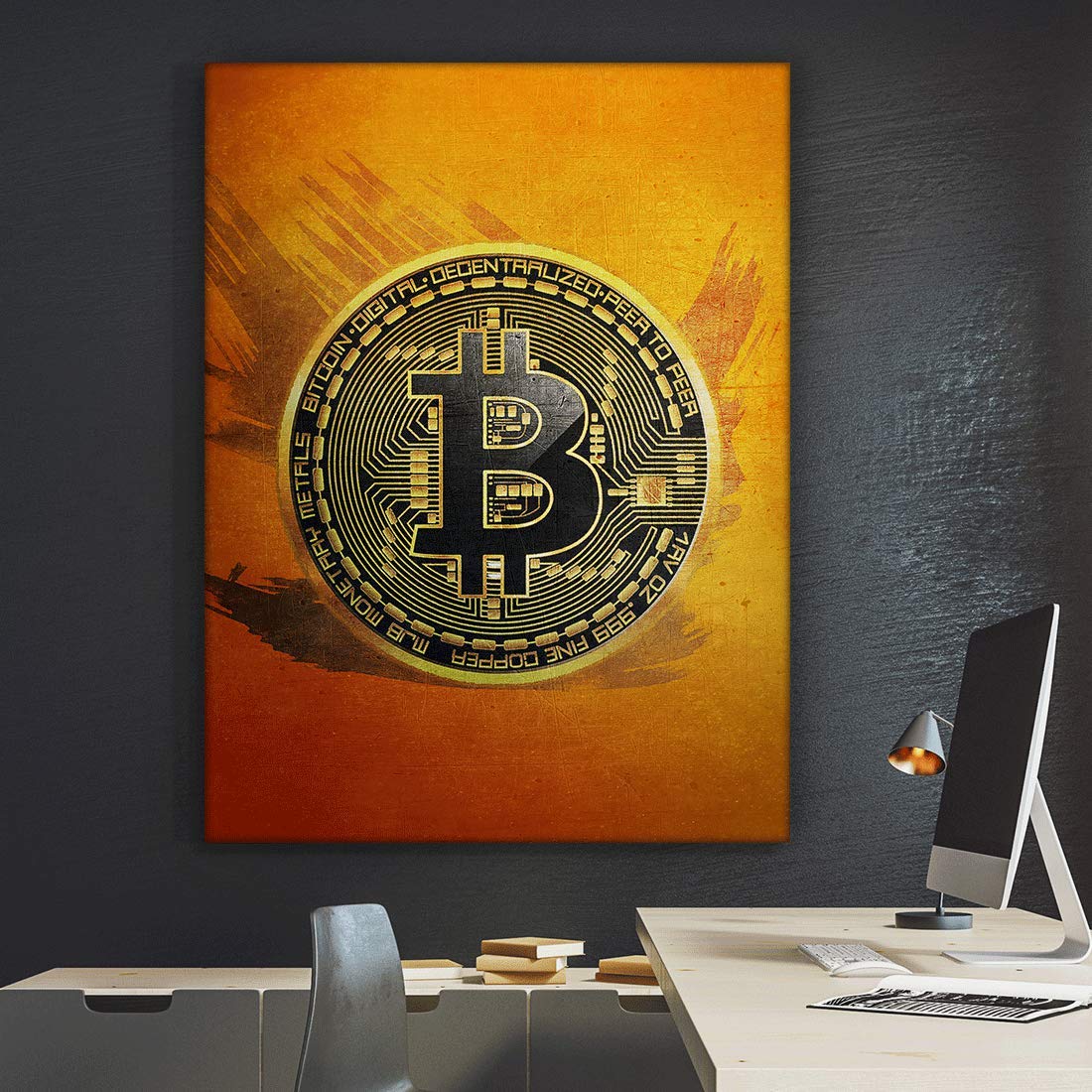 Bitcoin Wall Art Canvas Print - Motivational 'HODL' Crypto BTC Office & Home Decor - Modern Inspirational Art for Cryptocurrency Traders & Investors - 40x30 Inches - Perfect for Trading Rooms, Home Offices & Man Caves