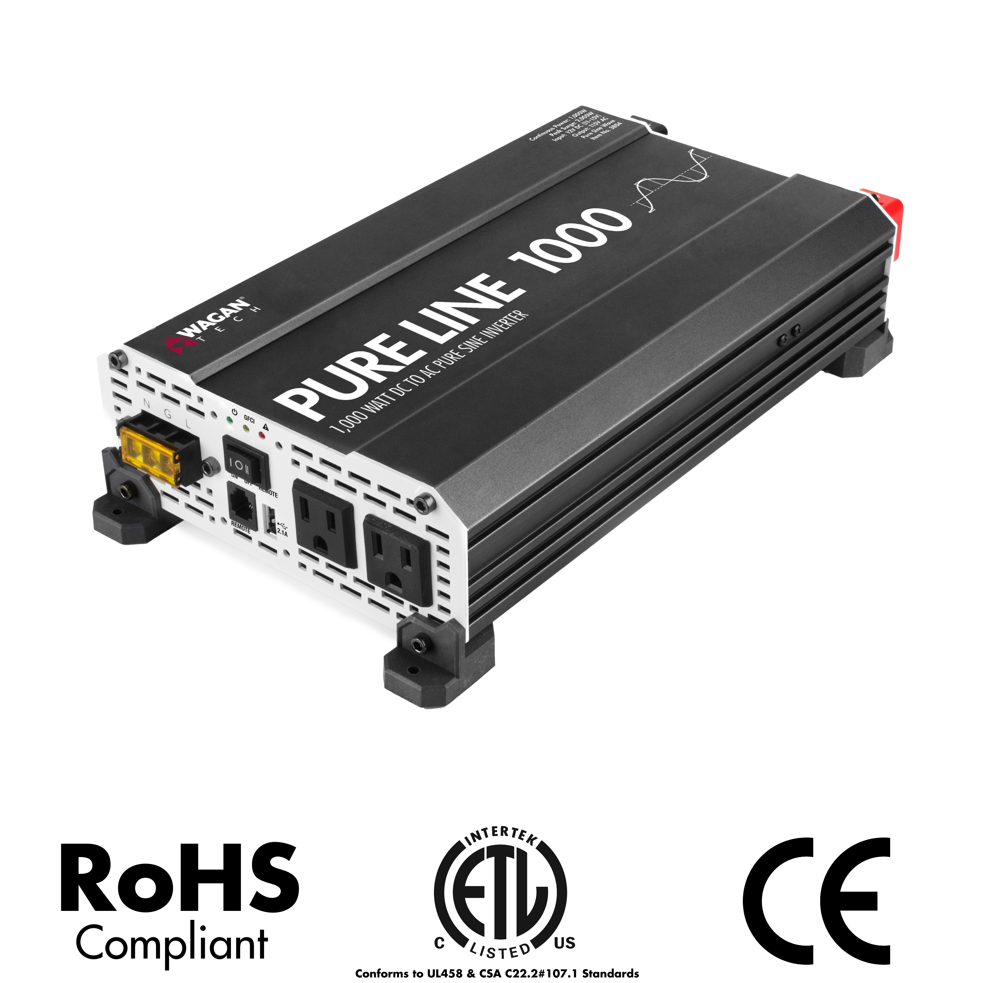 1000W Pure Sine Wave Power Inverter - Reliable 12V to 110V AC Converter for RV, Camping & Emergency Power Backup