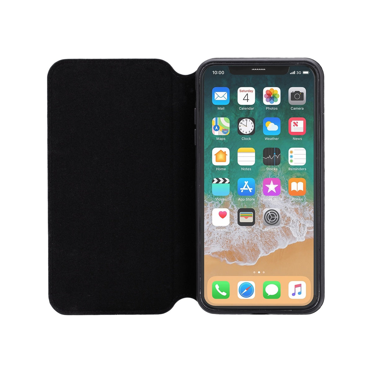 3sixT SlimFolio Case for iPhone X/XS - Ultra Thin Protective Cover with Premium PU Leather - Perfect for Business & Travel (Black)