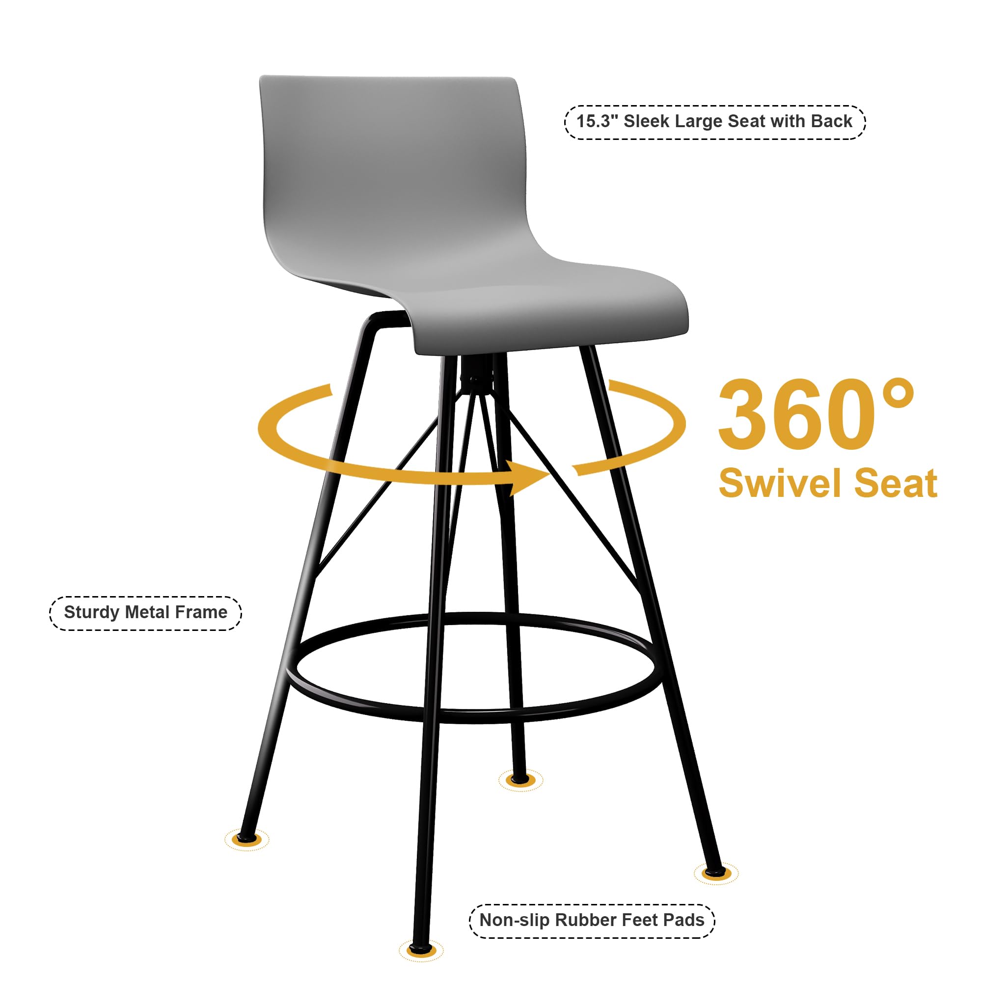 Awonde Swivel Bar Stools Set of 4 - Modern 30
