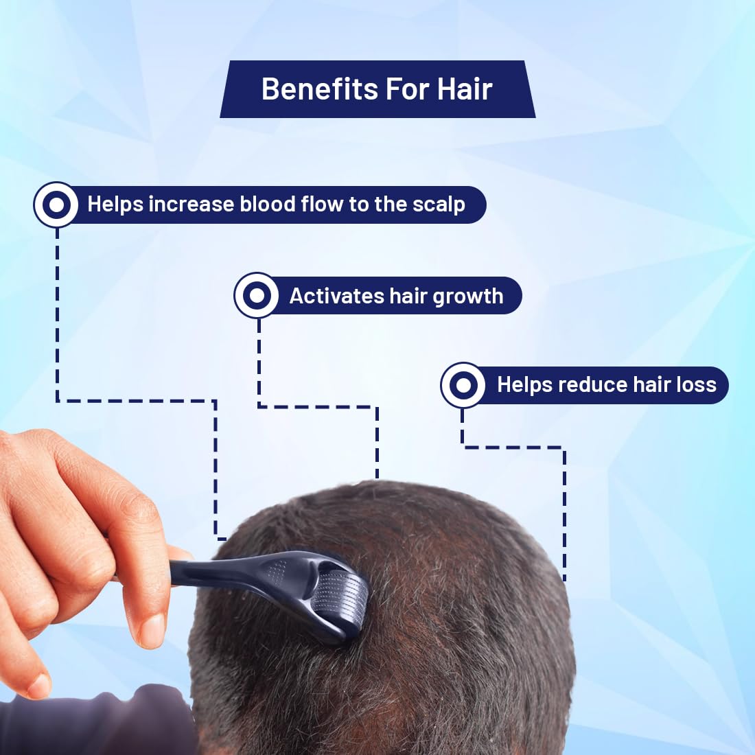 Men's Derma Roller 0.5mm with 540 Titanium Needles for Hair Growth & Thickening | Repair Damaged Hair & Activate Follicles | Reduce Hair Loss & Acne Scars | Safe & Effective Skincare Tool | Perfect for Home Hair Care & Facial Treatment