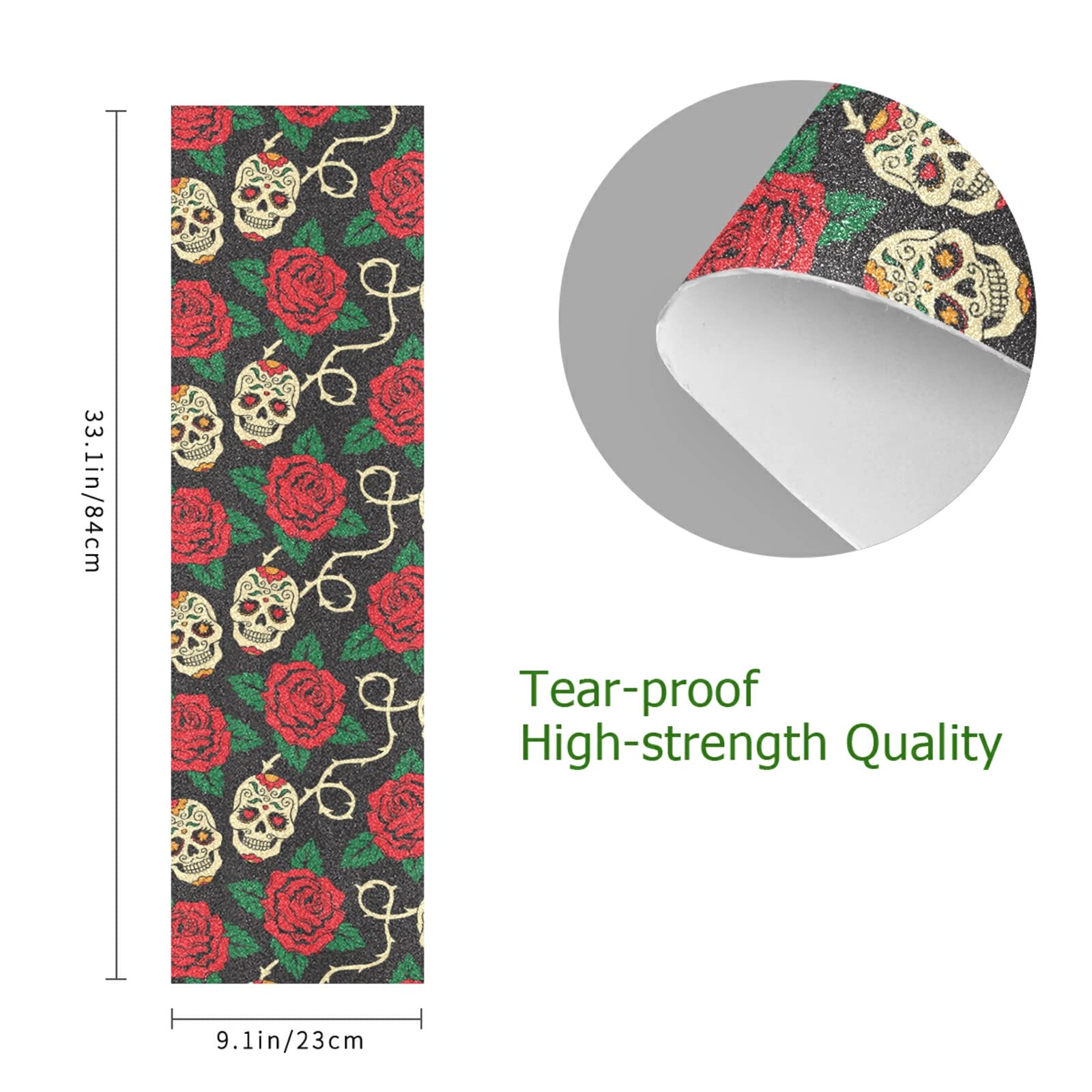 Poeticcity Waterproof Skateboard Grip Tape - Anti-Slip Longboard & Scooter Griptape Sheets | Tear-Resistant Sandpaper Sticker Roll for Easy Bubble-Free Application | Perfect for Skateboarding, Longboarding & Scooter Riding