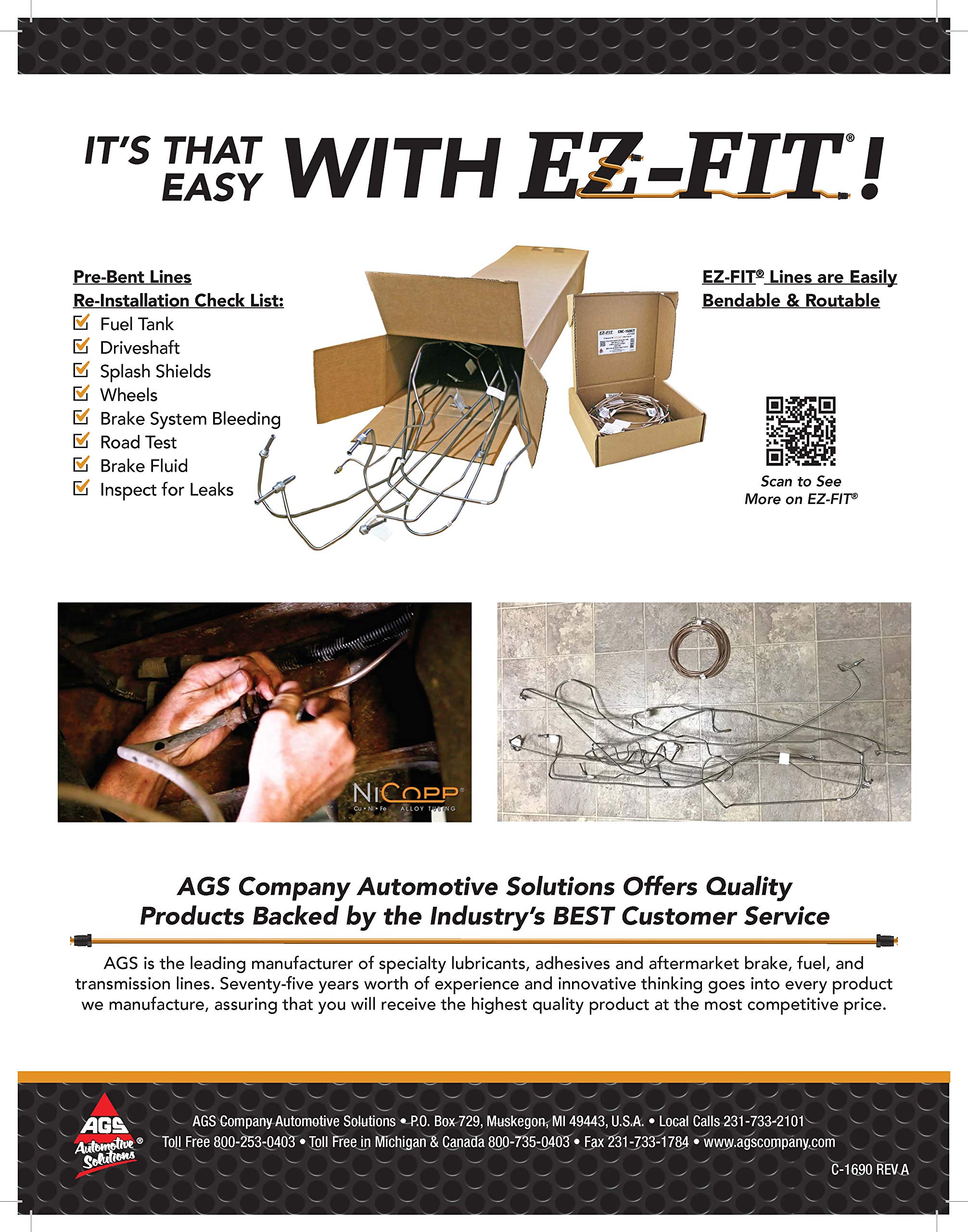 AGS EZ-Fit NiCopp Complete Brake Line Kit for 2002 Chevy Avalanche 1500/2500 & Cadillac Escalade EXT - CNC-100KIT | Corrosion-Resistant Brake Line Replacement Kit for Off-Roading & Heavy-Duty Towing