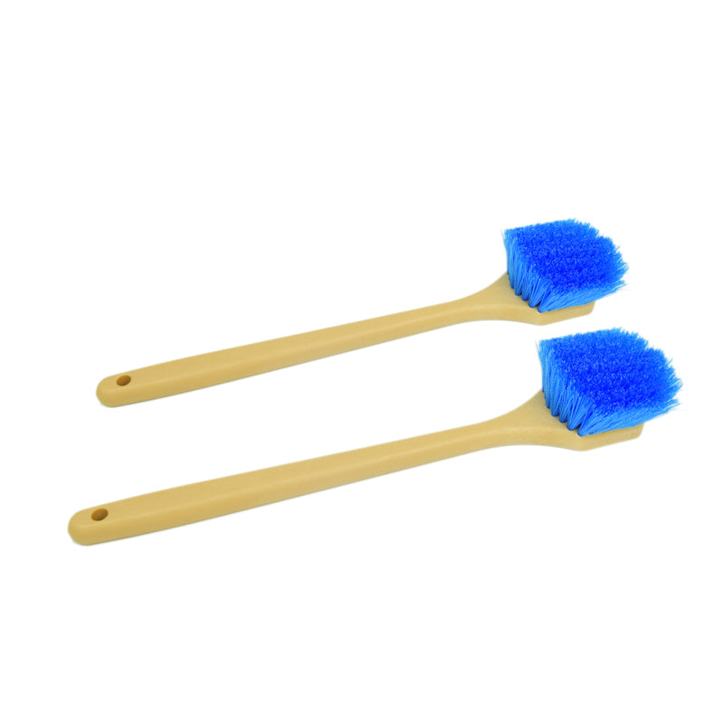 Long Handle Feathered Bristle Scrub Brush - Heavy Duty Cleaning Brush for Kitchen, Bathroom, Tiles & Grout - Perfect for Deep Cleaning Pots, Pans, Sinks & Tough Stains