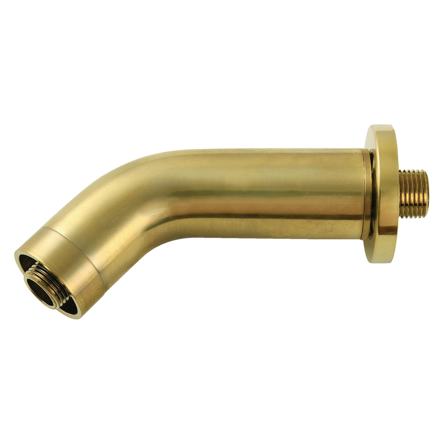AquaElements K850E7 6 Inch Brushed Brass Shower Arm with Flange - Durable Bathroom Fixture for Modern & Vintage Bathroom Renovations