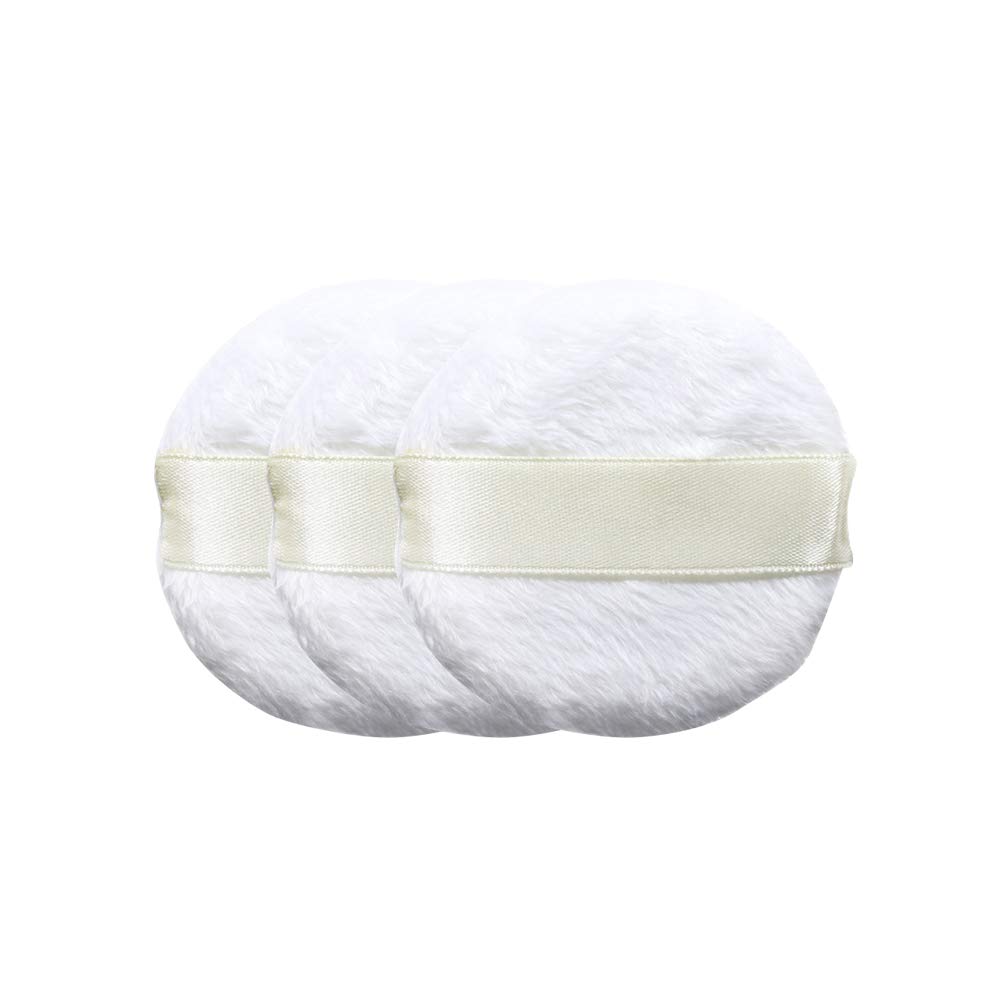 3 Pack Large Ultra Soft Powder Puffs - Fluffy Cosmetic Sponge for Foundation & Compact Powder - White Short Plush Makeup Puff for Women - Perfect for Liquid, Cream & Powder Application