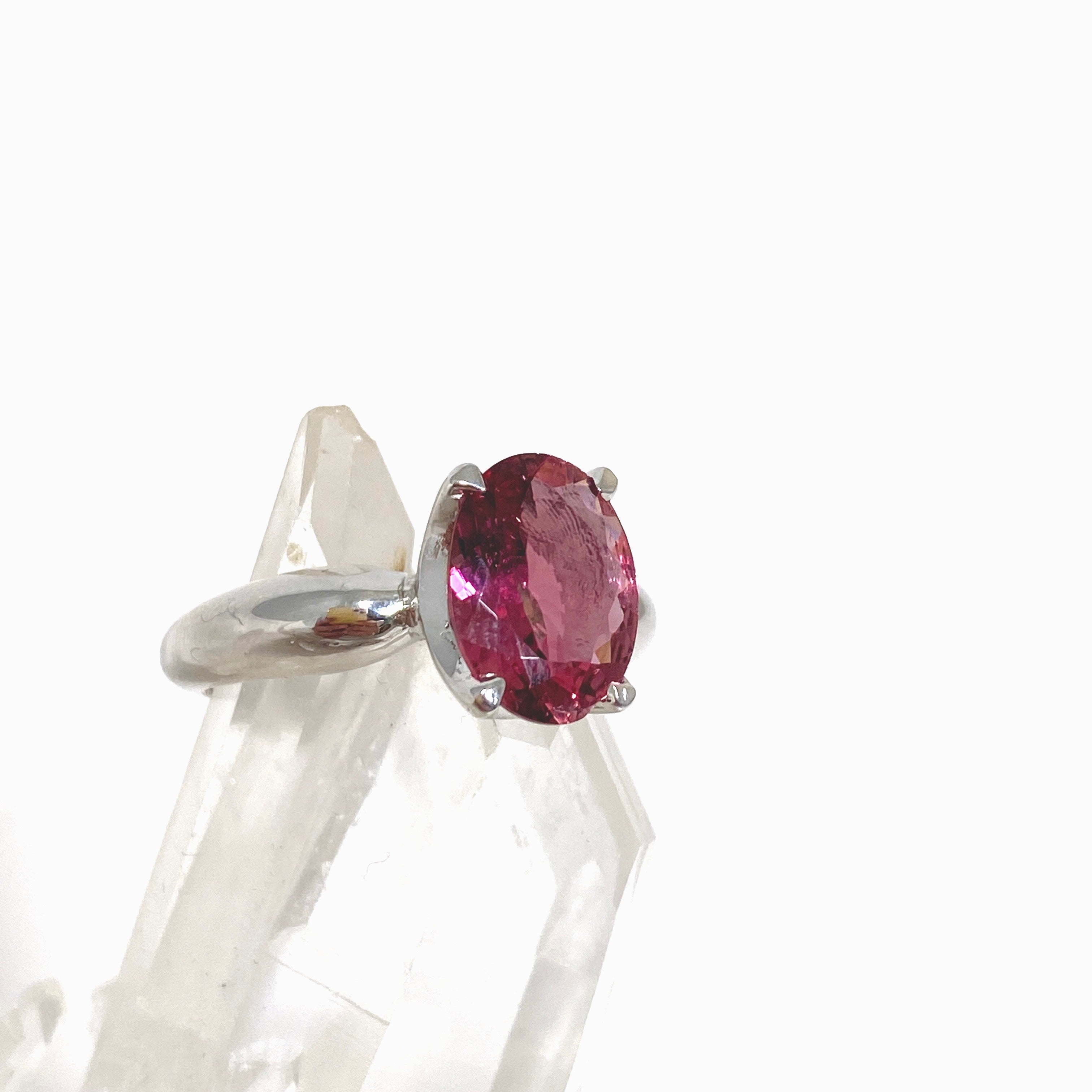 Pink Tourmaline Oval Faceted Ring - Size 7.5 - HRGJ 60 - Elegant Jewelry for Women - Perfect for Weddings, Anniversaries & Special Occasions