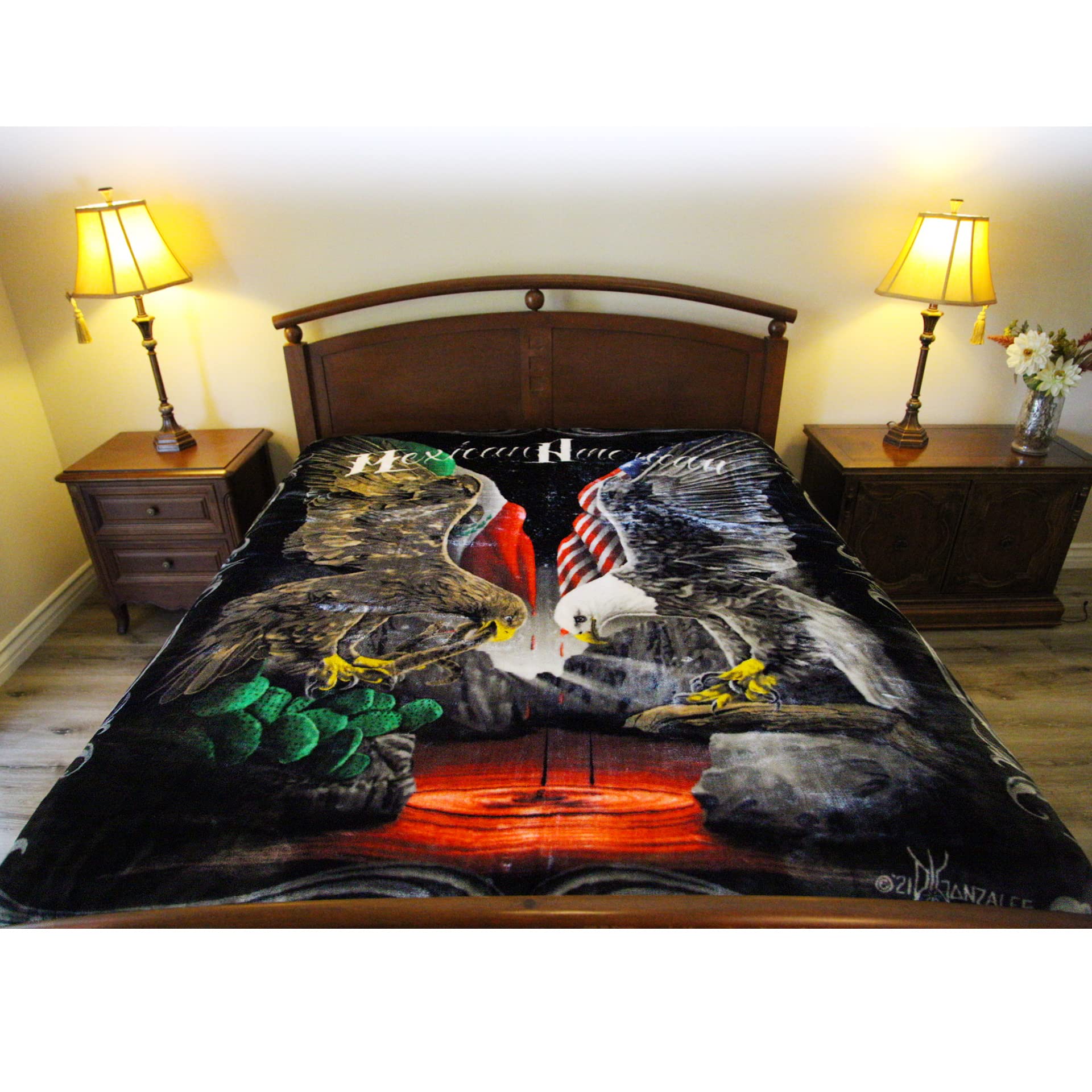 Soft Faux Fur Plush Throw Blanket - Mexican American Style - 79