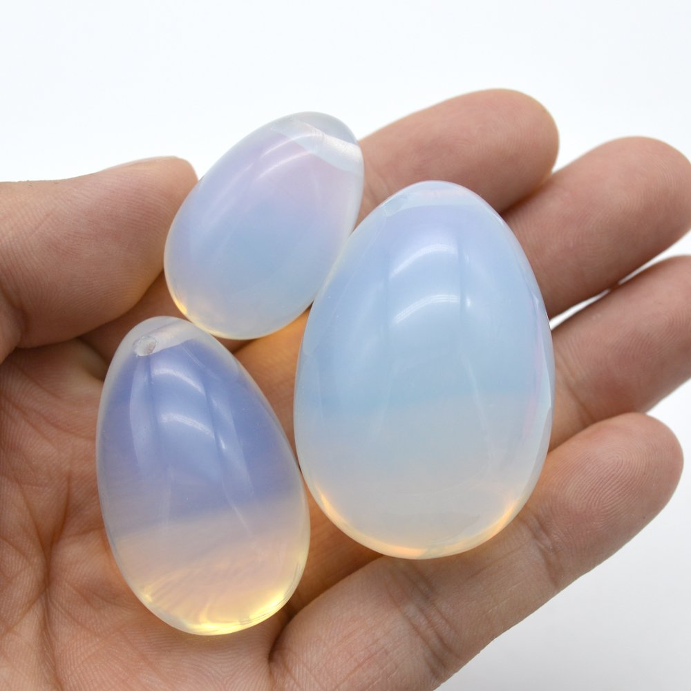 Opal Jade Yoni Eggs Set of 3 - Natural Kegel Exercise Stones for Pelvic Floor Muscle Strengthening & Vaginal Health - Perfect for Women's Wellness, Postpartum Recovery & Tantric Practice