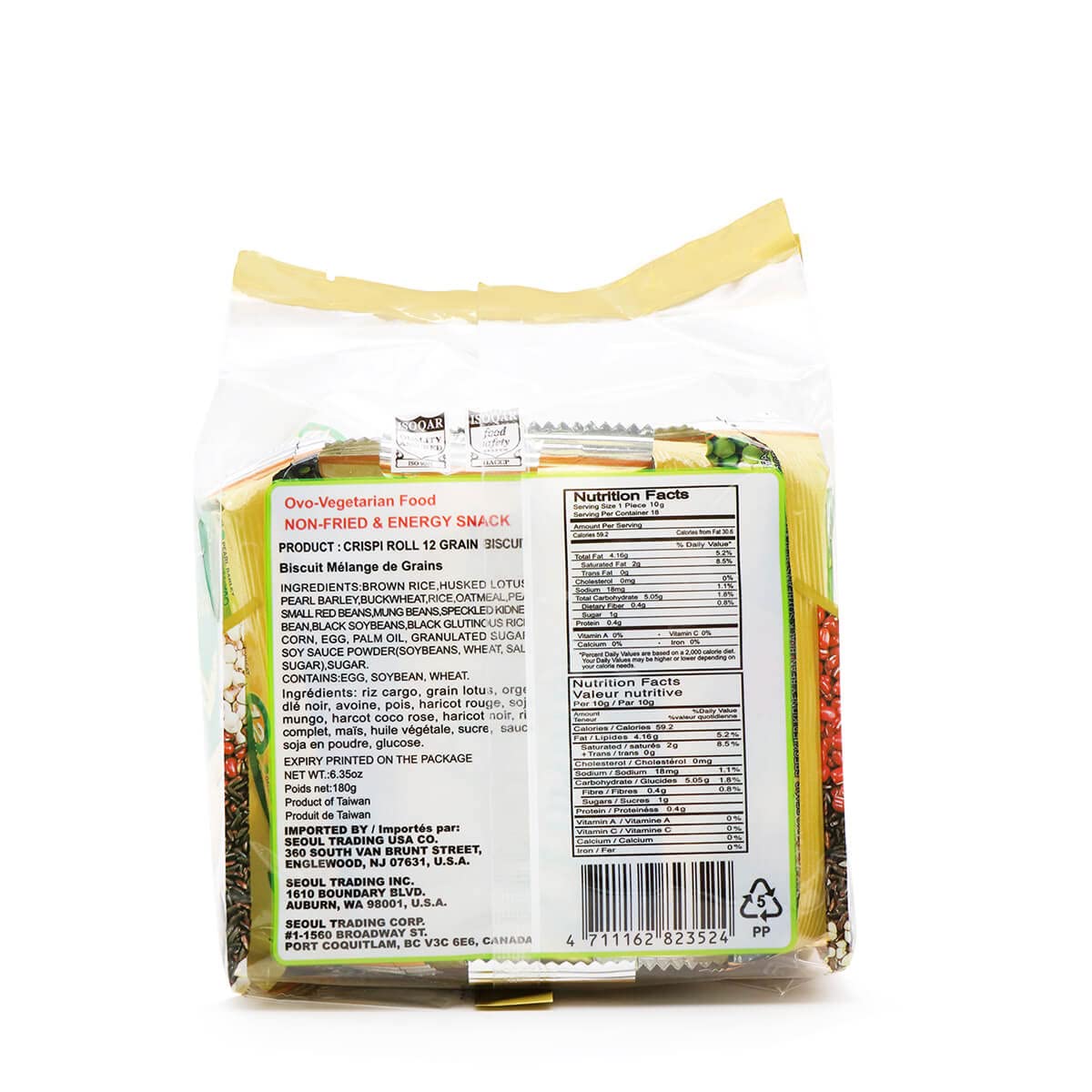 Ovo-Vegetarian 12 Grain Crispi Non-Fried Rolls - 18 Rolls per Pack | Healthy Snack for Breakfast, Lunch & On-the-Go Meals