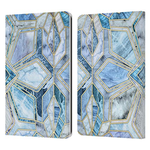 Geometric Gilded Stone Tiles In Soft Blues
