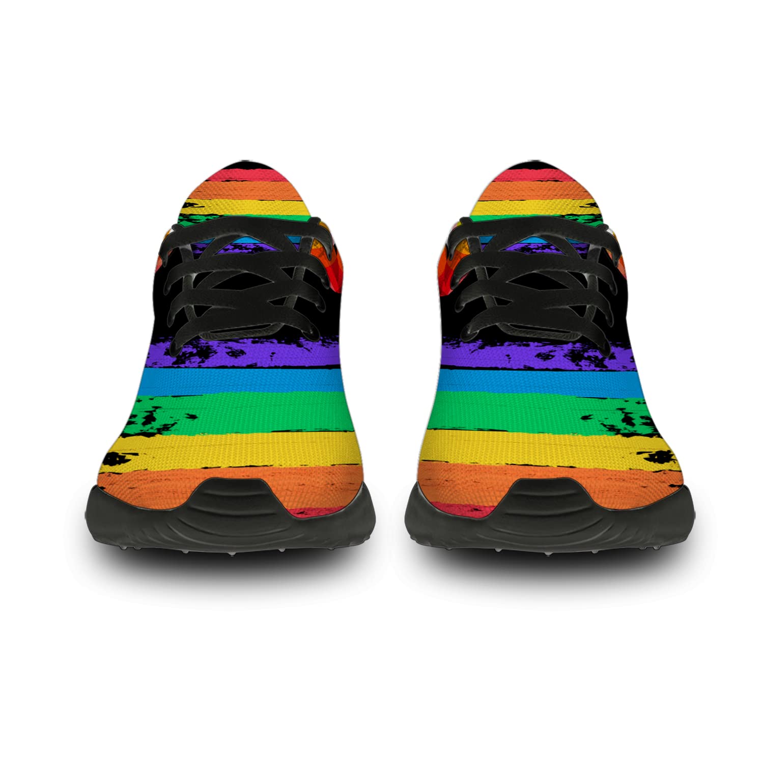 **Men's & Women's LGBT Pride Running Shoes - Rainbow Sneakers for Walking, Tennis & Casual Wear - Lesbian & Gay Pride Gifts - Size 9 Men/10.5 Women (Black) - Perfect for Pride Parades, Workouts & Everyday Fashion**
