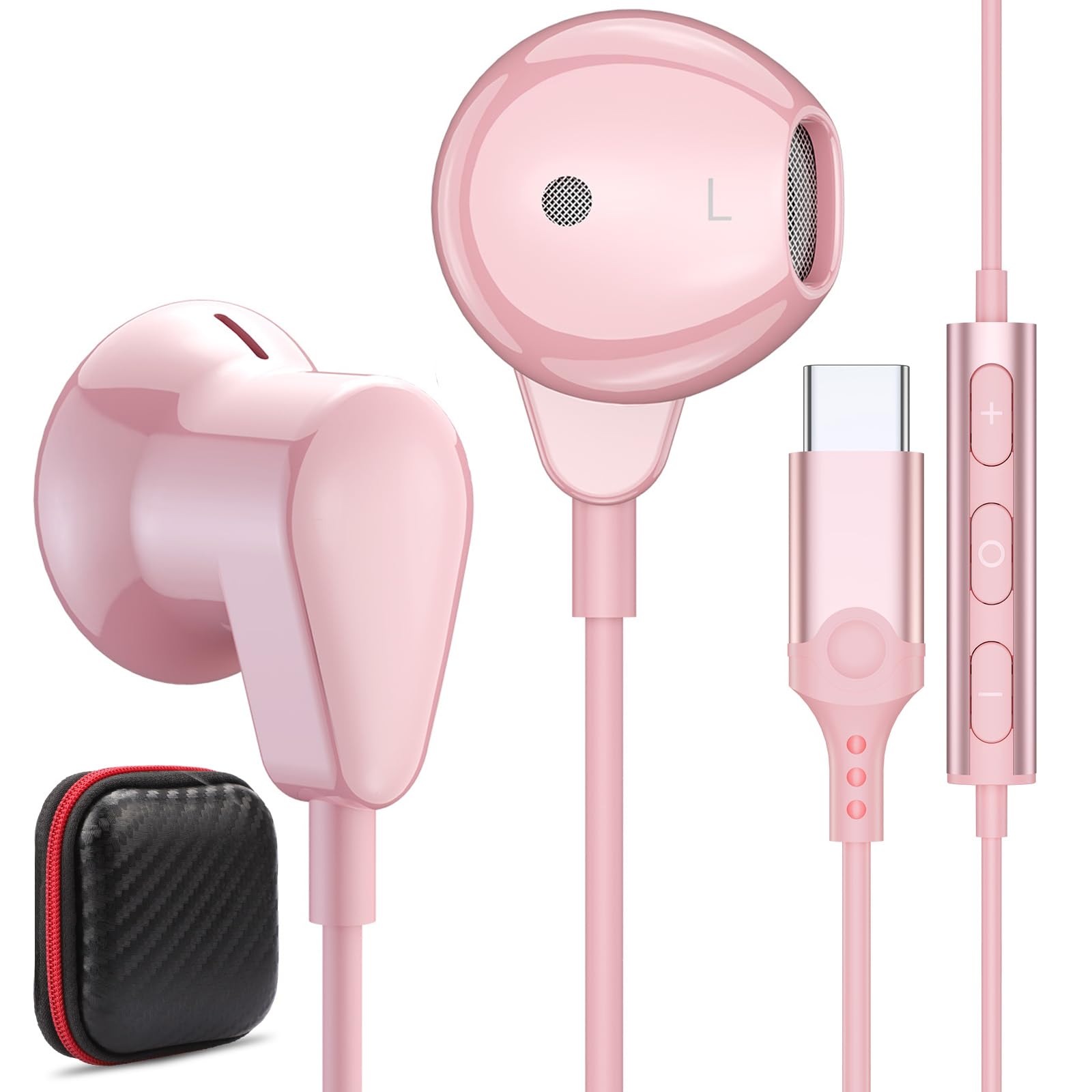 ACAGET Wired USB-C Headphones with Noise Cancelling & Built-in Mic - HiFi Stereo Earphones Compatible with Samsung Galaxy S25/S24/S23/S22, iPhone 16/15 Pro Max, iPad Air & Google Pixel 9 - Perfect for Travel, Workouts & Gaming