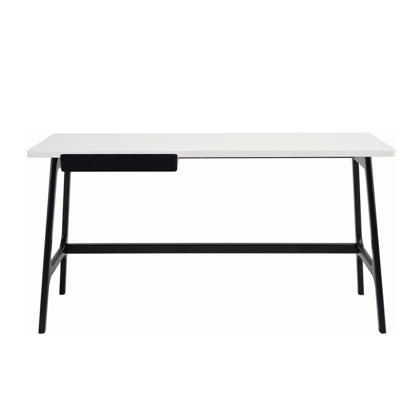 Modern MOREY Study Desk in White & Black - Perfect for Home Office, Dorm Room, and Small Spaces