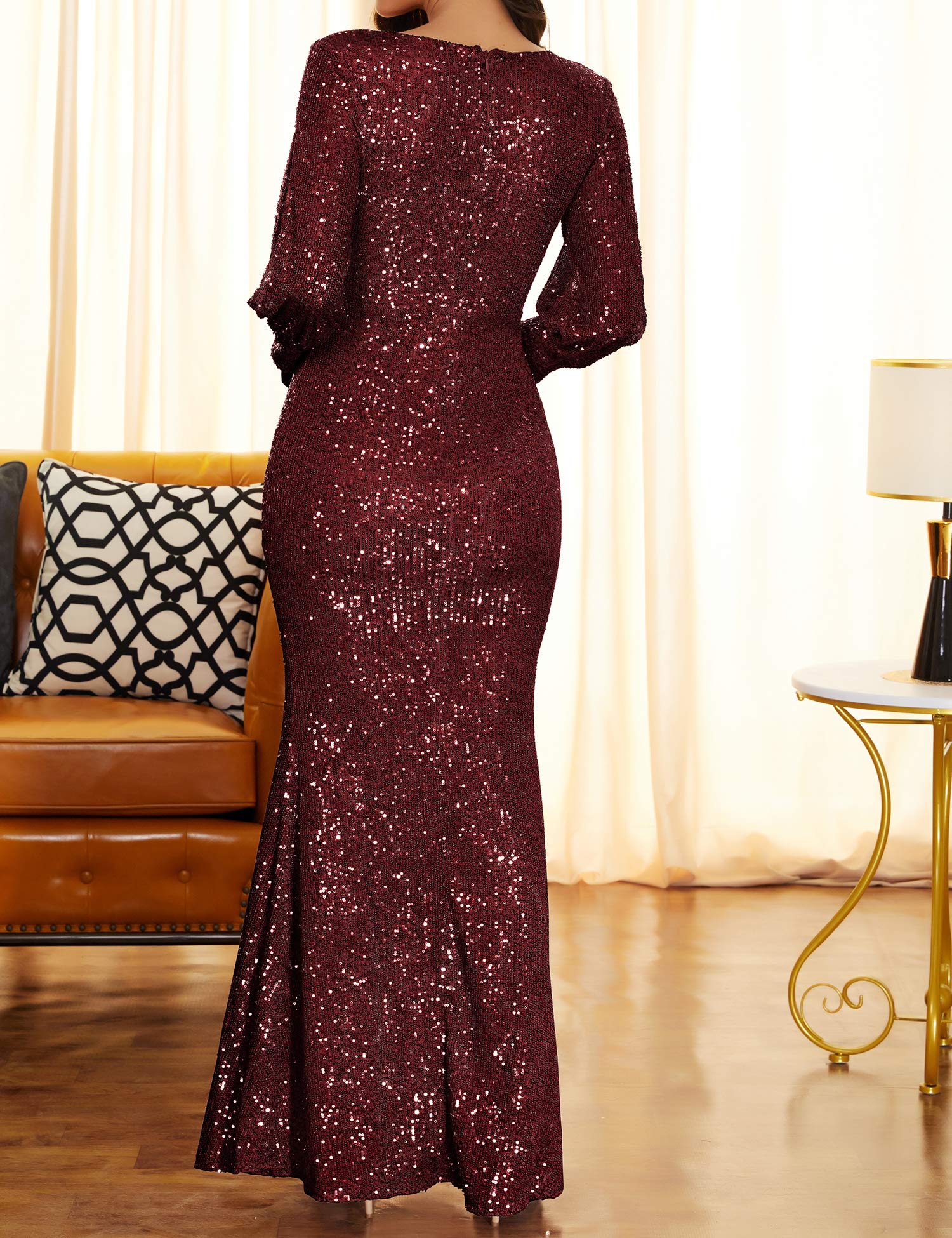 Elegant 1920s Sequin Mermaid Evening Gown - Long Sleeve Formal Dress for Women | Wedding, Cocktail Party, Prom, Vintage Themed Events