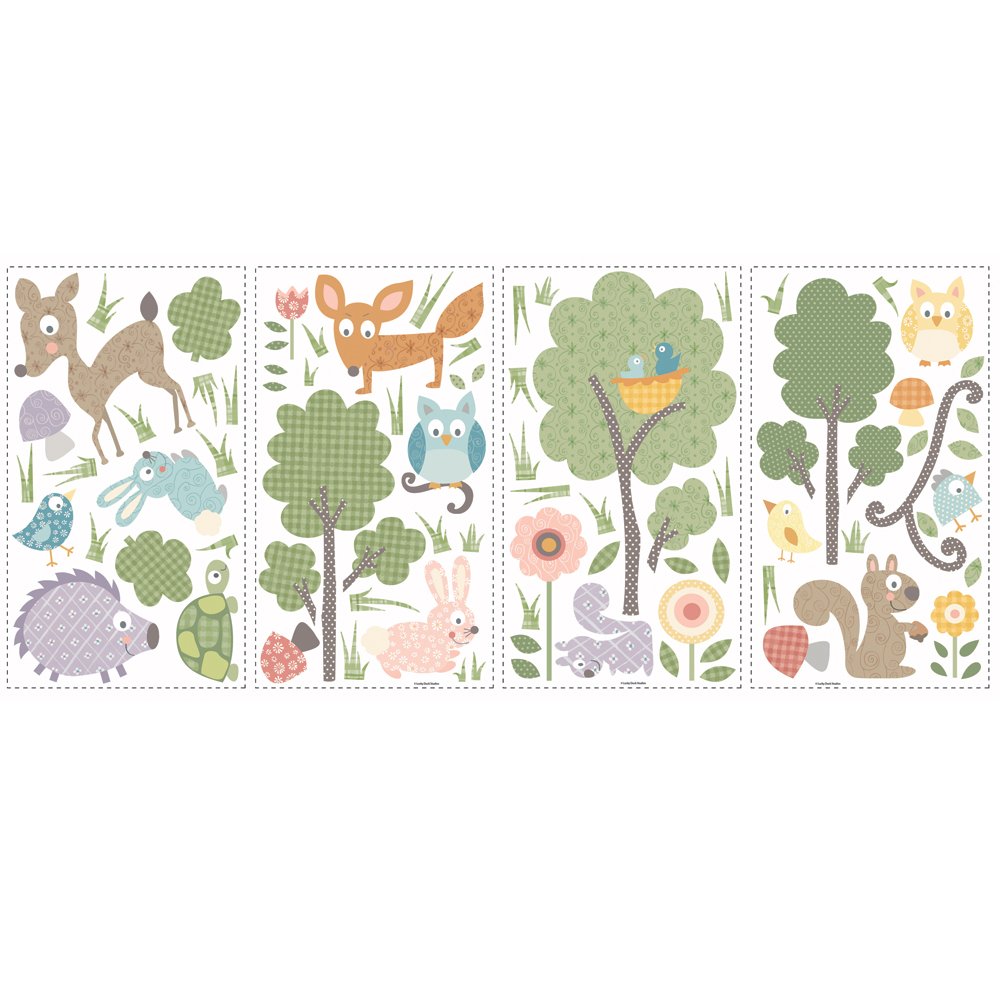 RoomMates RMK1398SCS Woodland Animals Peel and Stick Wall Decals - Black - Easy Removable Wall Stickers for Kids Bedroom, Nursery, Playroom Decor