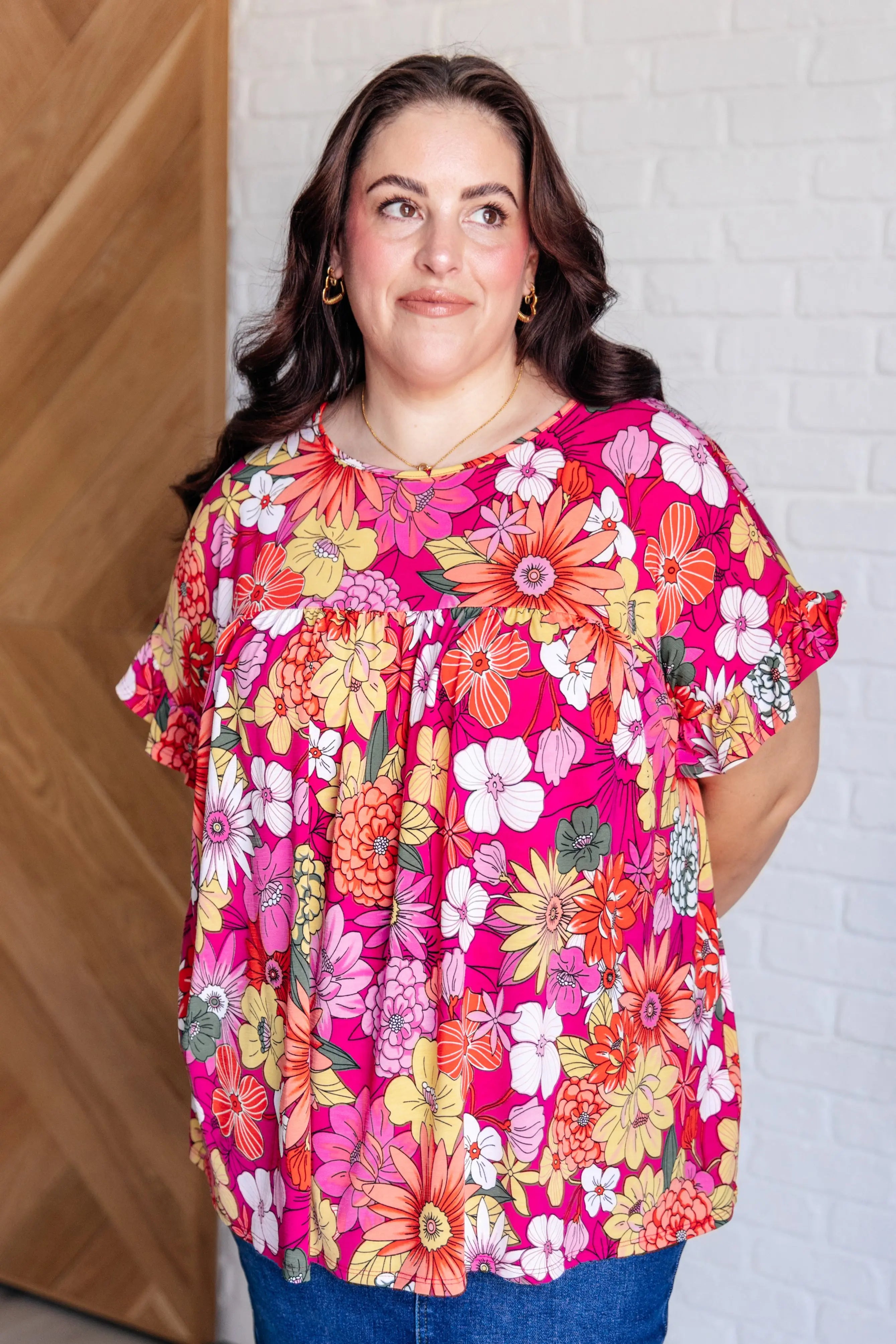 Flit About Floral Top in Pink - Women's Flowy Blouse with Floral Print | Perfect for Spring Outfits, Date Nights & Summer Vacations