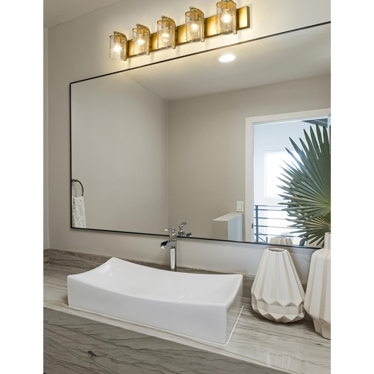 Z-Lite 5-Light Bathroom Vanity Light Fixture 492-5V-OBR - Modern Oil Rubbed Bronze Finish for Bathroom, Powder Room & Dressing Area Lighting