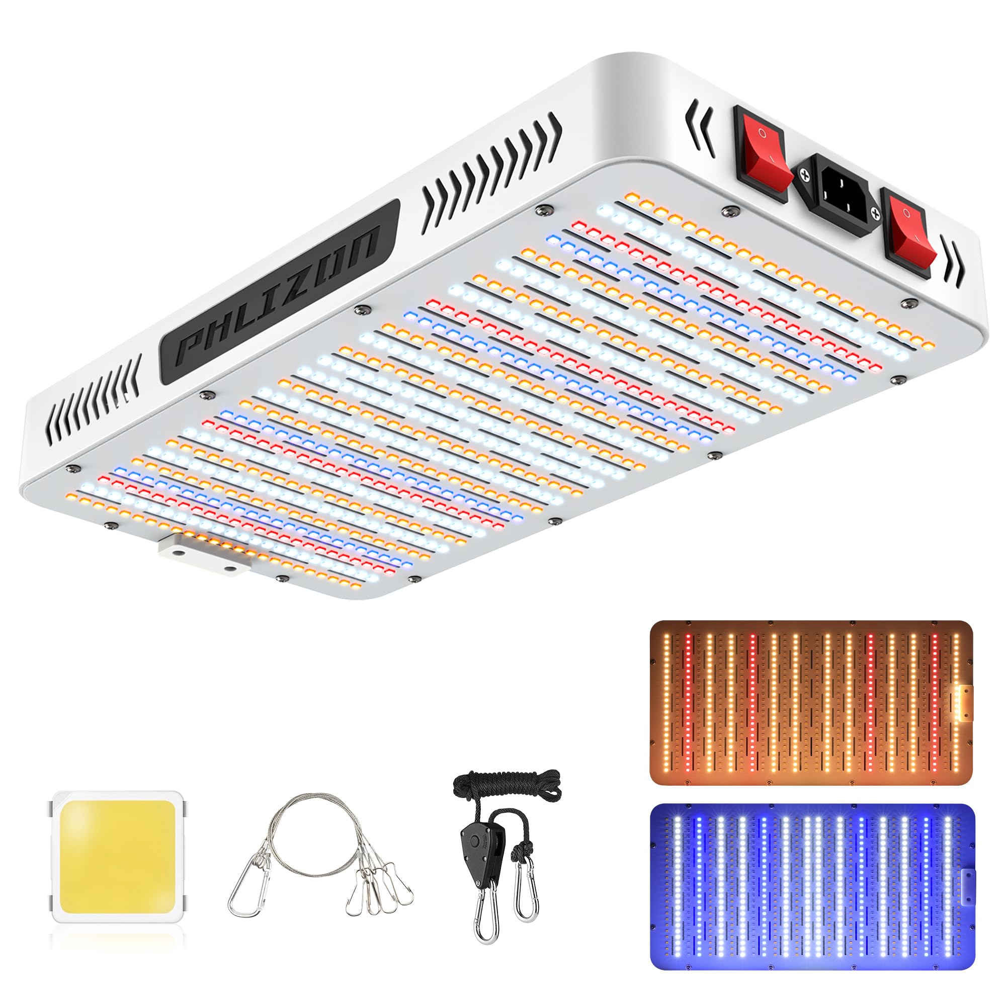 Phlizon Pro 2000W High Power LED Grow Light with High Yield Diodes - Full Spectrum Plant Light for Indoor Plants, Greenhouse, Hydroponics - Ideal for Veg, Bloom & Flowering Stages