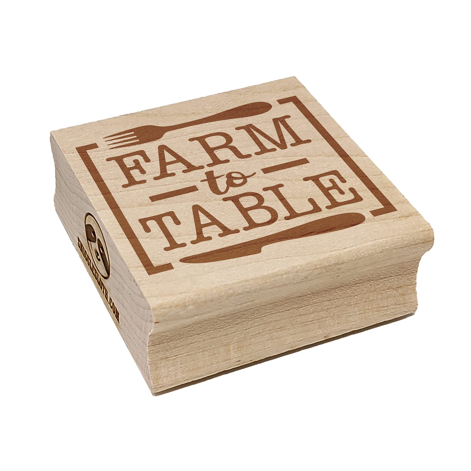 Farm to Table Square Rubber Stamp for DIY Crafting - 1.25 Inch Small Kitchen & Cooking Themed Stamp - Perfect for Recipe Cards, Food Packaging & Farmhouse Decor