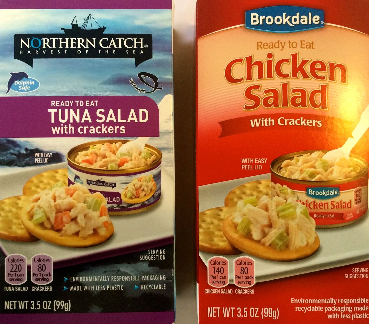 Northern Catch Tuna Salad with Crackers & Brookdale Chicken Salad with Crackers - Ready to Eat Combo Pack | Perfect for Office Lunch, Road Trips, and Emergency Food Supply