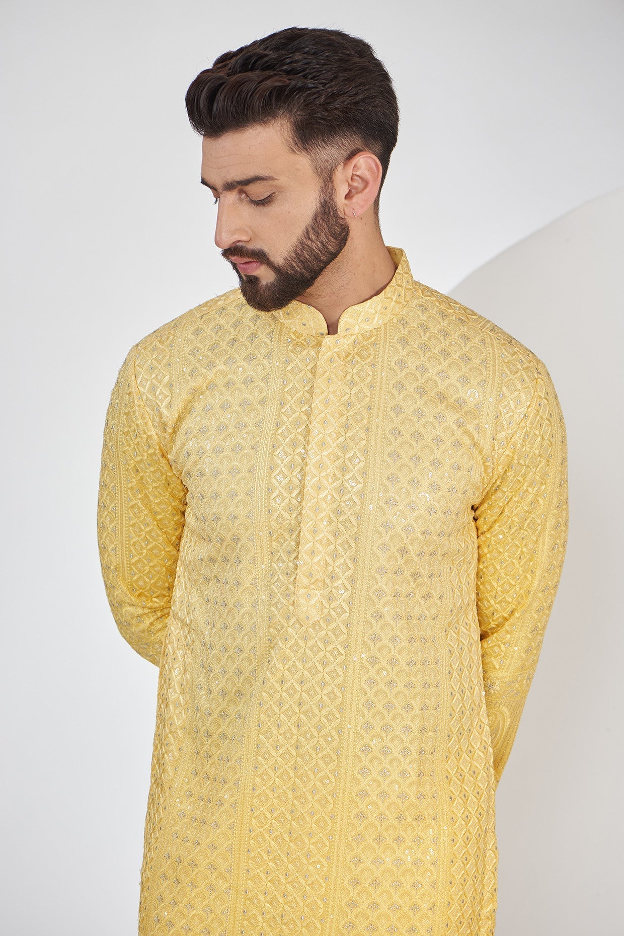 Light Yellow Ombre Shaded Chikankari Kurta for Women - Traditional Indian Embroidered Tunic Top - Perfect for Festivals, Weddings & Casual Wear
