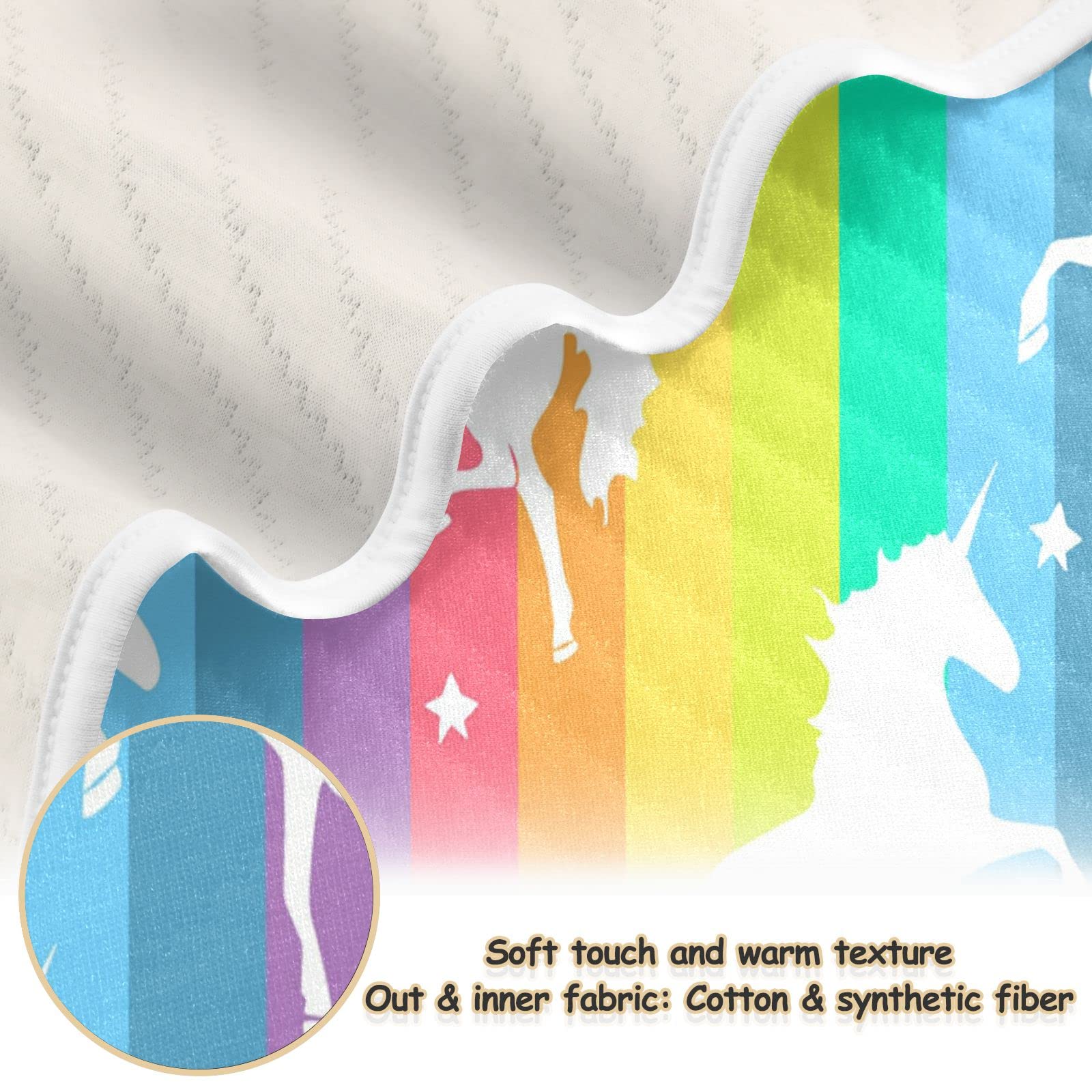 Wfrish Unicorn Rainbow Baby Blanket - Soft Cotton Cartoon Animal Stroller Throw for Newborns & Toddlers (30x40 Inches) | Perfect for Swaddling, Nursery Decor, and Stroller Use - Ideal Gift for Boys & Girls