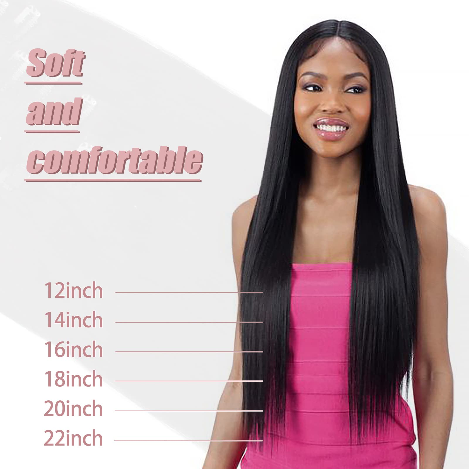 Sixstarhair Clip-in Hair Extensions for Black Women – 22 Inch Silky Straight Brazilian Remy Human Hair (120g, 7-Piece Set with 17 Clips) – Natural Black Double Weft Extensions for Length & Volume | Perfect for Daily Wear, Parties & Special Occasions