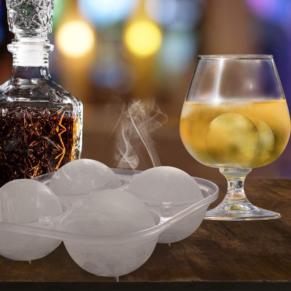 Premium Silicone Ice Ball Maker Molds - 6.6cm (3in) Large Sphere Ice Cube Trays for Whiskey, Cocktails & Beverages | Perfect for Kids' Candy, Pudding, Jelly, Milk & Chocolate Treats | Durable Reusable Ice Cube Molds for Home Bars, Parties & DIY Desserts