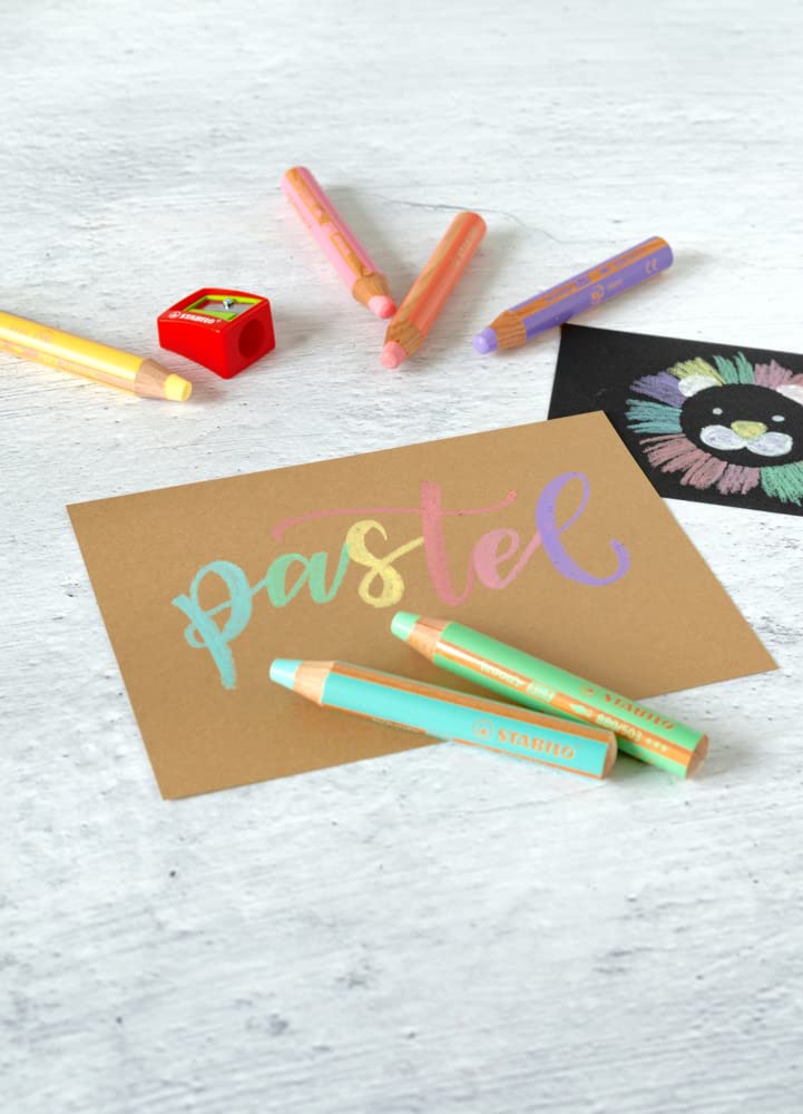 STABILO Woody 3-in-1 Multi-Functional Pencil - Pastel Green - Perfect for Writing, Drawing & Coloring - Ideal for School, Office & Art Projects