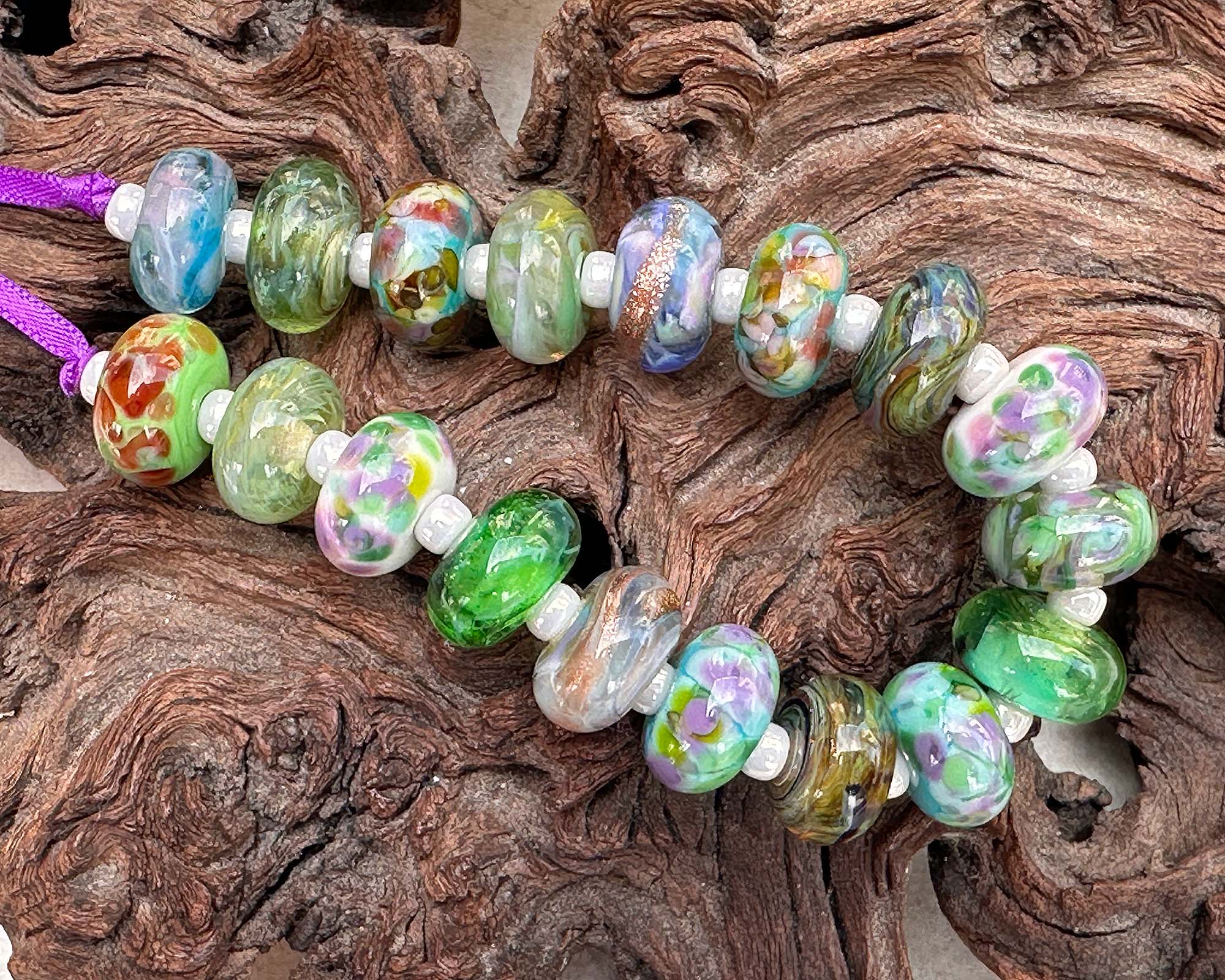 18pcs Handmade Green Orphan Mixed Lampwork Glass Beads for Jewelry Making - DIY Bracelets, Necklaces, Craft Projects - Boho Style Beading Supplies