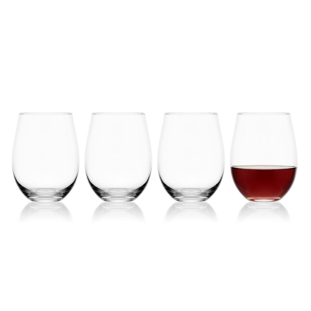 Premium Lana Set of 4 Stemless Wine Glasses - Elegant Unbreakable Crystal Glassware for Red White Wine Cocktails - Perfect for Dinner Parties, Weddings & Home Entertaining