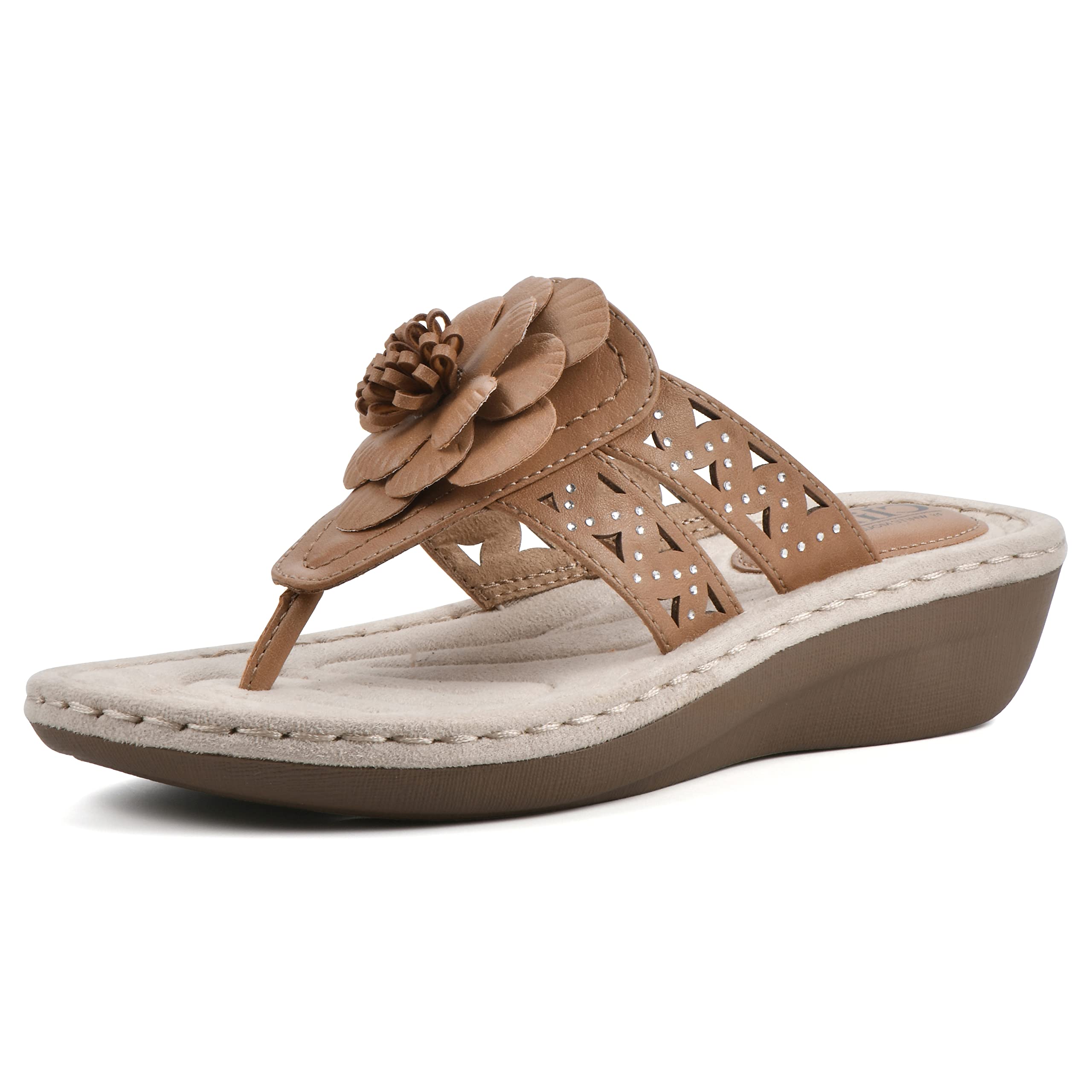 White Mountain Women's Cynthia Wedge Sandal - Comfortable Summer Walking Shoes