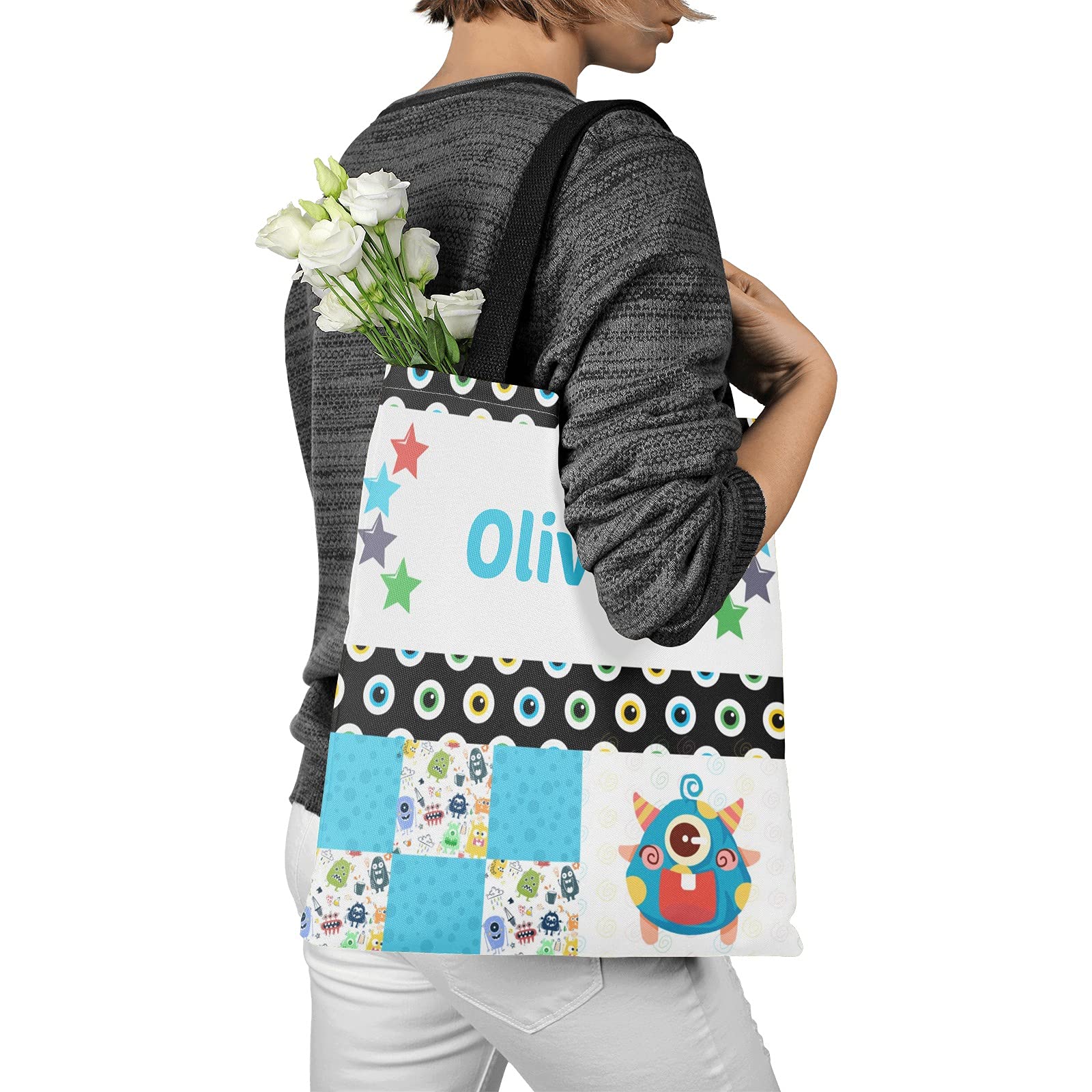 Blue Racing Car Personalized Canvas Tote Bags for Women & Kids - Reusable Shopping Bags, Travel Tote, School Handbag Gift - Perfect for Grocery Shopping, Beach Trips, and Daily Commute