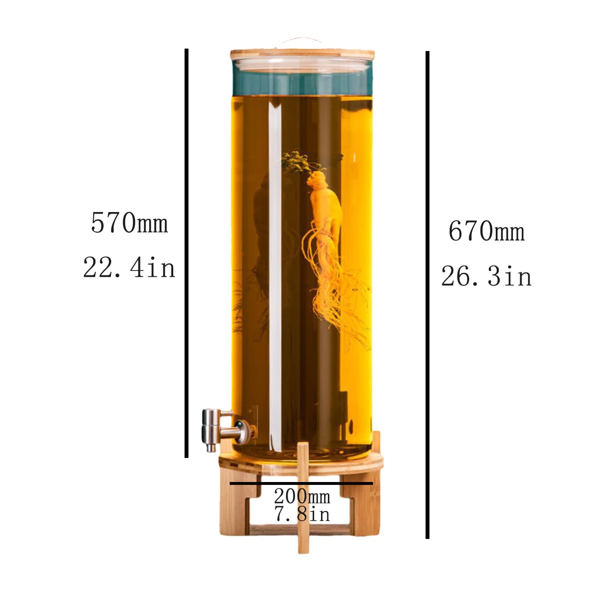 NADYE Beverage Dispenser with Wooden Stand - Hot & Cold Drink Dispenser with Spigot - Water Container for Home, Office, or Party Use - Perfect for Lemonade, Iced Tea, and Punch at Events