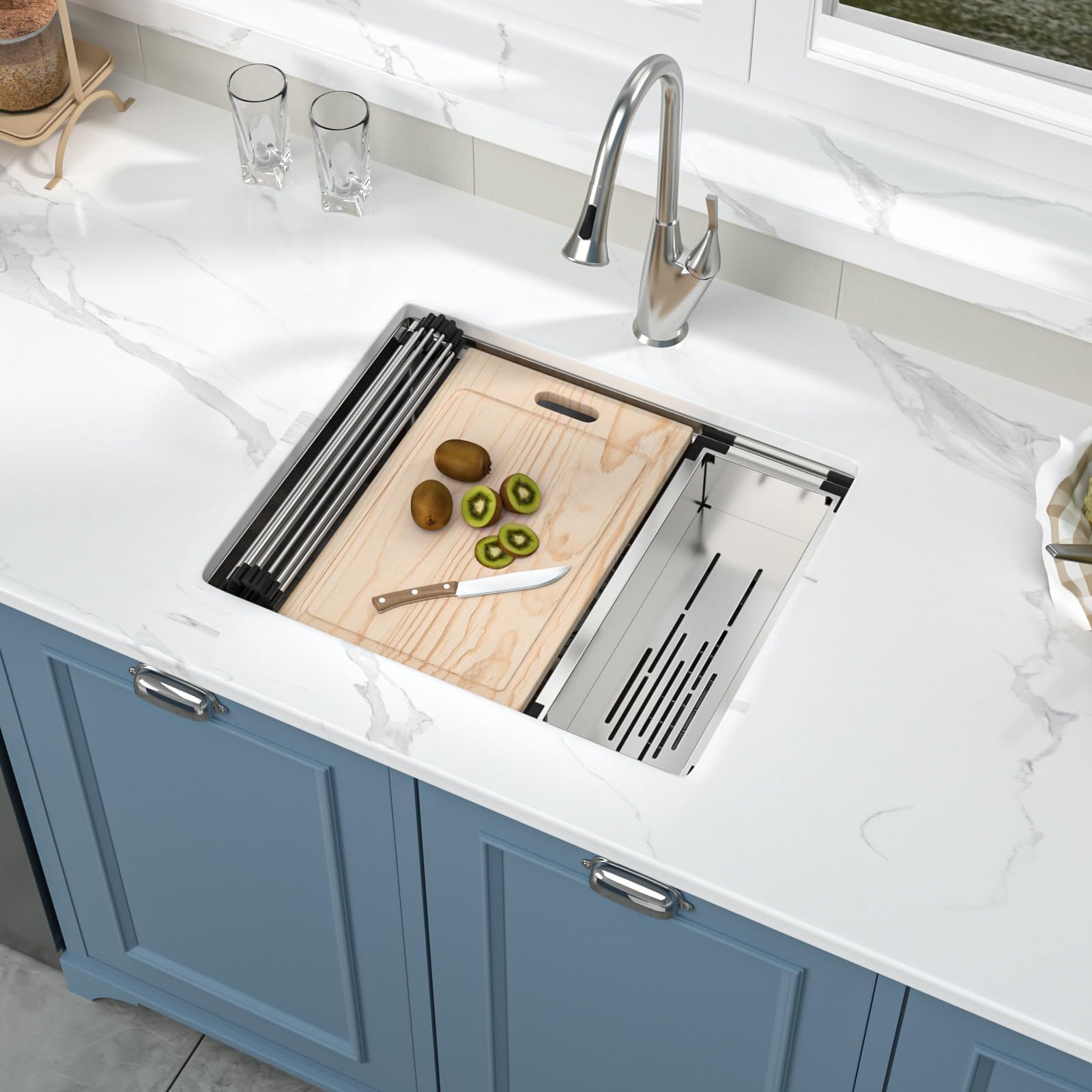 23x19 Inch Undermount Stainless Steel Single Bowl Kitchen Sink - Bar Prep Sink Basin for Home & Commercial Use - Perfect for Food Prep, Dishwashing & Bartending