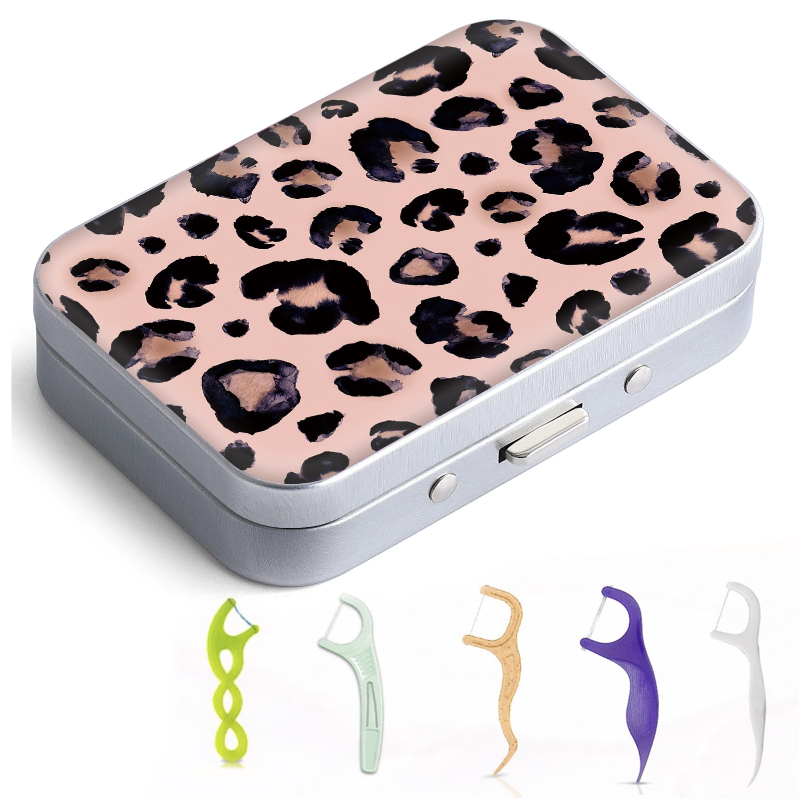 Portable Dental Floss Case Holder - Compact Travel Floss Pick Dispenser for Teeth Cleaning | Leopard Print Design | Perfect for Travel, Hotels, Restaurants & On-the-Go Oral Care