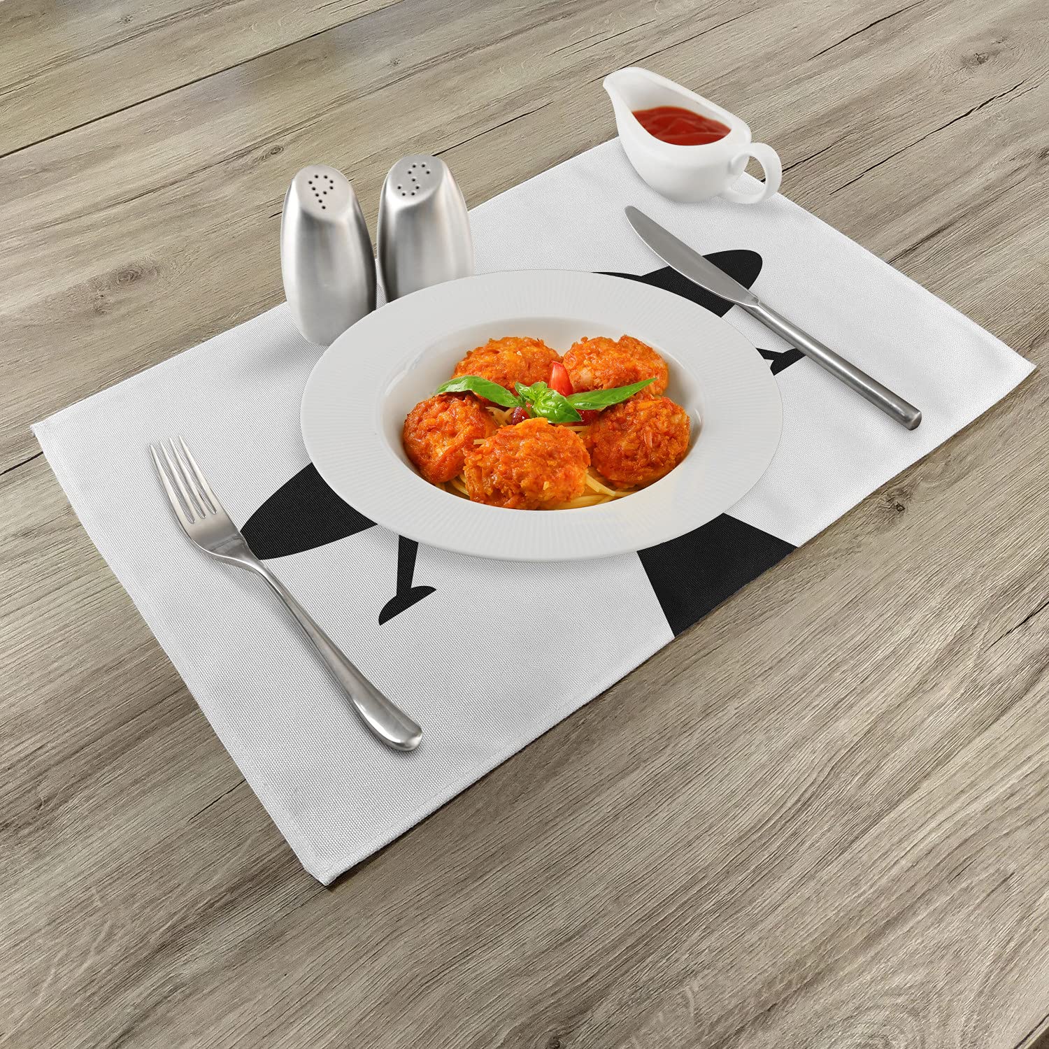Ambesonne Alien UFO Place Mats Set of 4 - Sci-Fi Galaxy Space Theme Washable Fabric Dining Table Mats - Standard Size Charcoal Grey & White - Perfect for Space-Themed Parties, Sci-Fi Dinners & Modern Home Decor